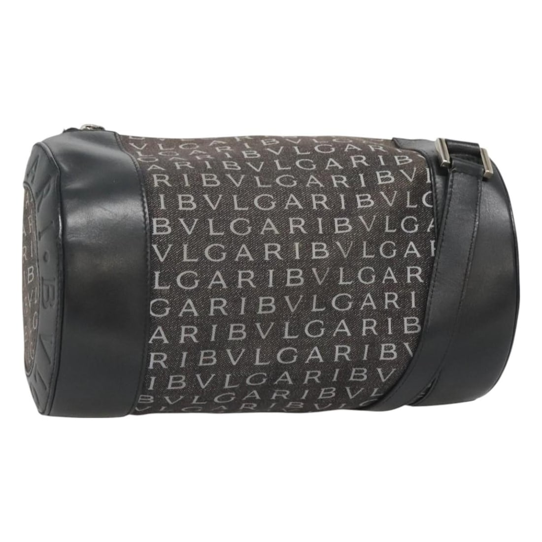 BVLGARI Logo Mania Black Silver Canvas Shoulder Bag Made in Italy: BVLGARI Logo Mania Black Silver Canvas Shoulder Bag Made in Italy This BVLGARI Logo Mania Shoulder Bag is a stylish accessory crafted from durable black canvas with silver accents. It features a spaci