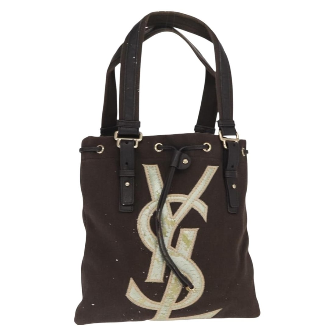 Saint Laurent Black Canvas Tote Bag Model 123435 Silver Accents (1 of 18)