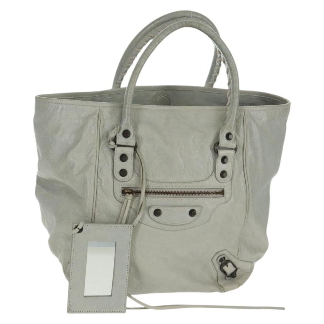 Gray Leather The Sunday Handbag by Balenciaga Model 228750 with Mirror (1 of 18)