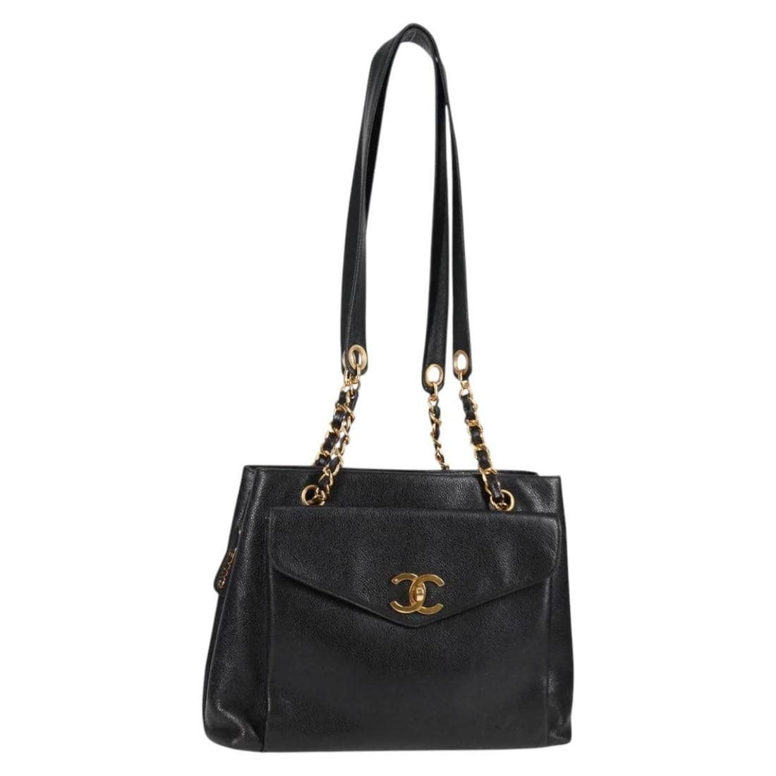 Chanel Coco Mark Black Caviar Skin Chain Shoulder Bag with Gold CC Hardware (1 of 18)