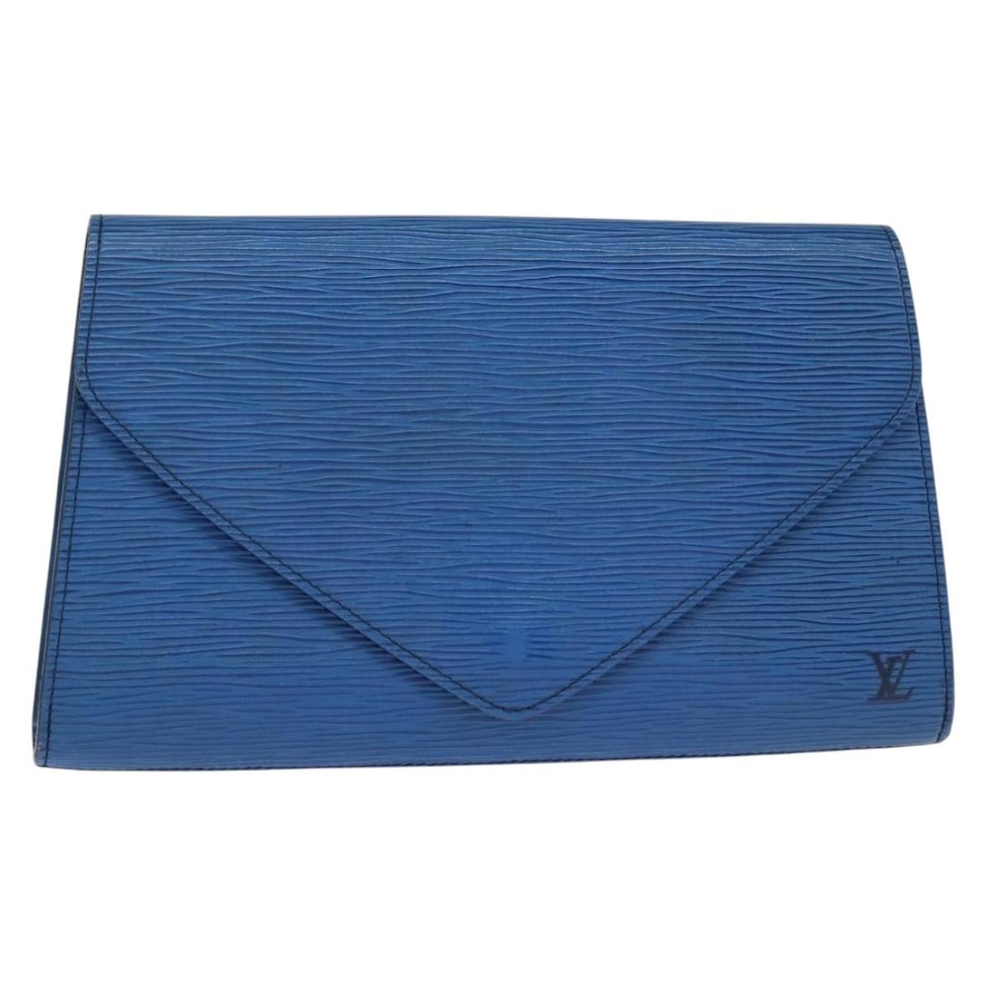 LOUIS VUITTON Epi Leather Art Deco Clutch Bag Blue M52635 Auth: LOUIS VUITTON Epi Leather Art Deco Clutch Bag Blue M52635 Auth This exquisite LOUIS VUITTON Epi Art Deco Clutch Bag showcases a stunning blue Epi leather exterior, highlighting the brand's signature c