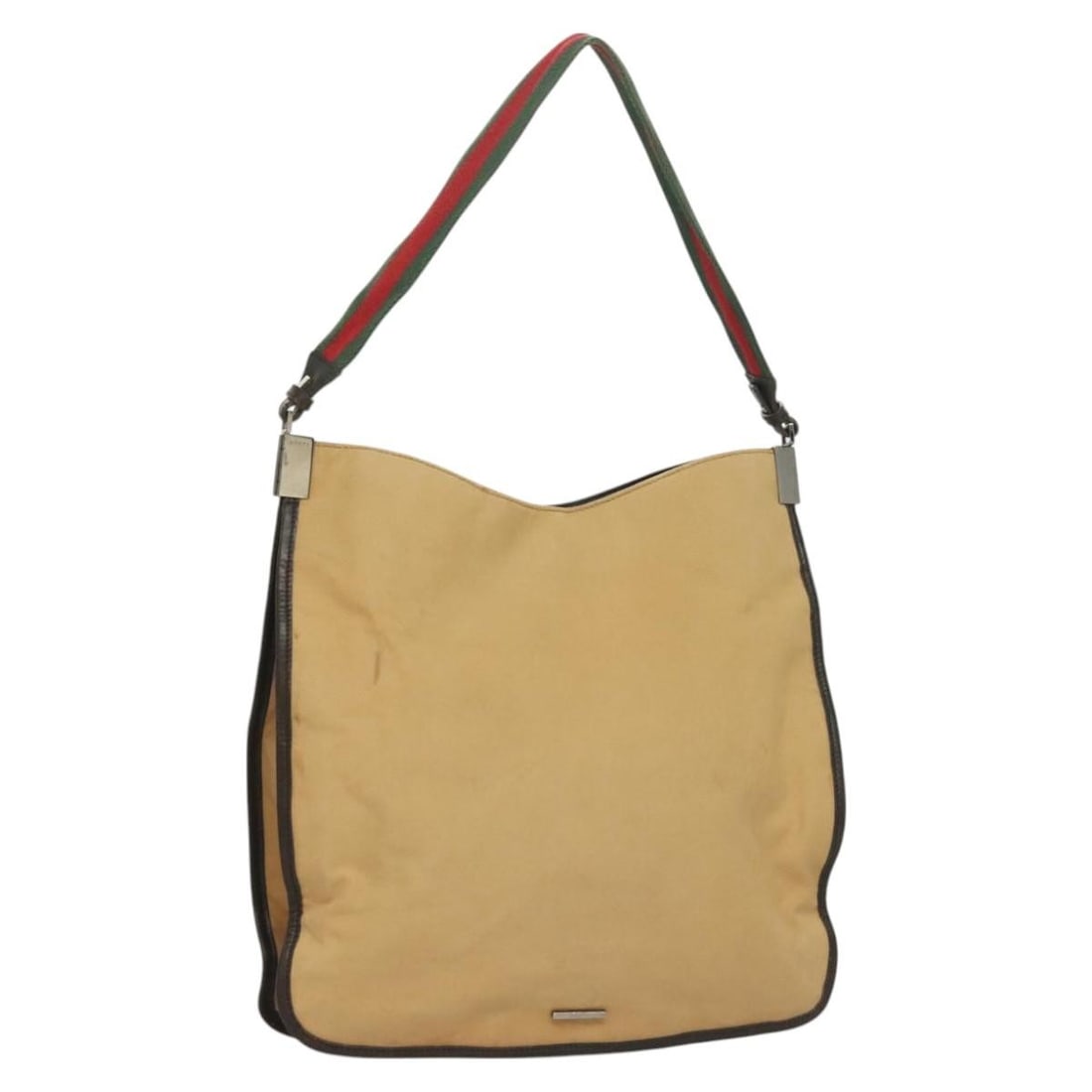 GUCCI Web Sherry Line Beige Silver Red Canvas Shoulder Bag 001 4306 Auth: GUCCI Web Sherry Line Beige Silver Red Canvas Shoulder Bag 001 4306 Auth Elevate your accessory collection with this authentic GUCCI Web Sherry Line Shoulder Bag. Expertly crafted in Italy, this styli