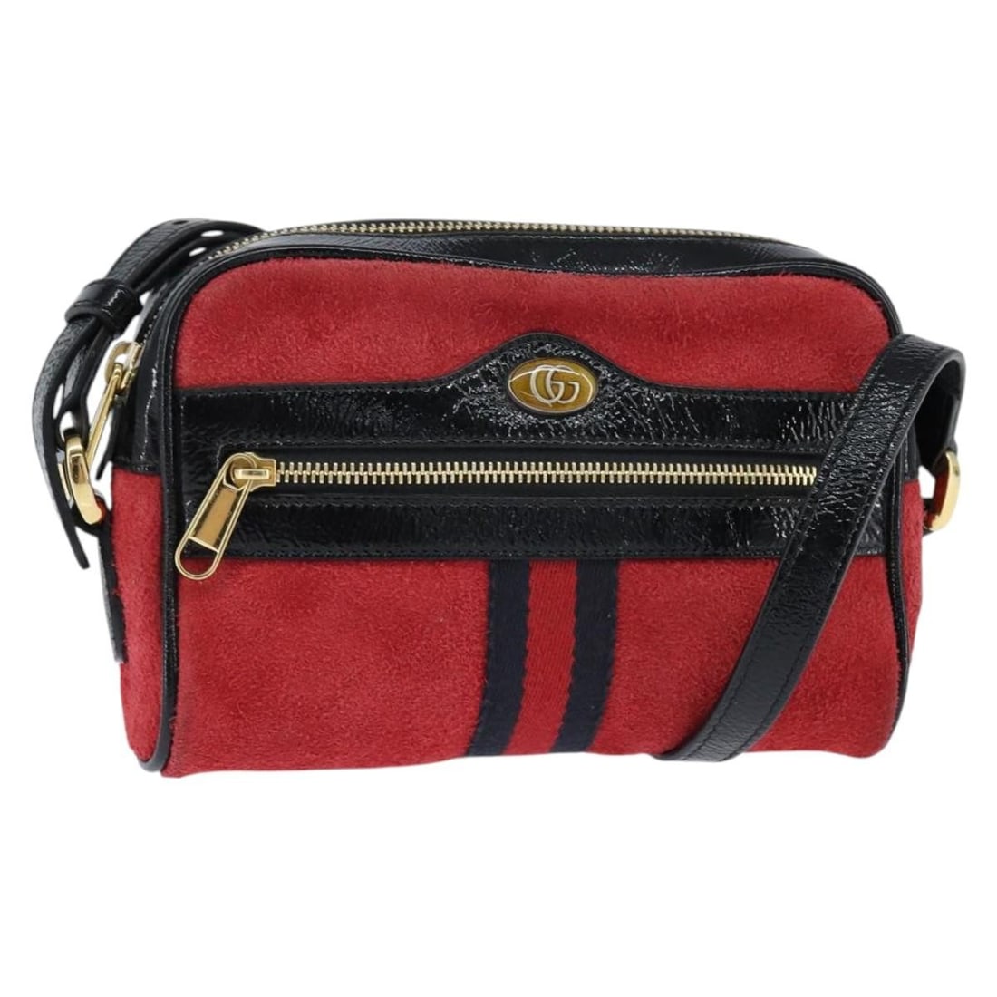 GUCCI Sherry Line Red Gold Black Suede Shoulder Bag 527350 Auth: GUCCI Sherry Line Red Gold Black Suede Shoulder Bag 527350 Auth Introducing the GUCCI Sherry Line Shoulder Bag, a stunning blend of style and practicality. Crafted in Italy from luxurious suede and GG