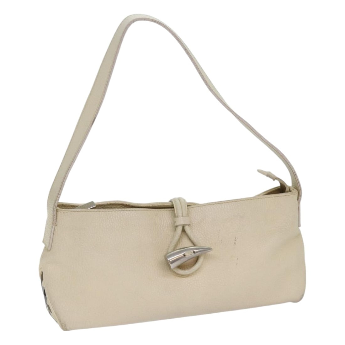 Burberry Cream Silver Leather Shoulder Bag Auth Italy (1 of 18)