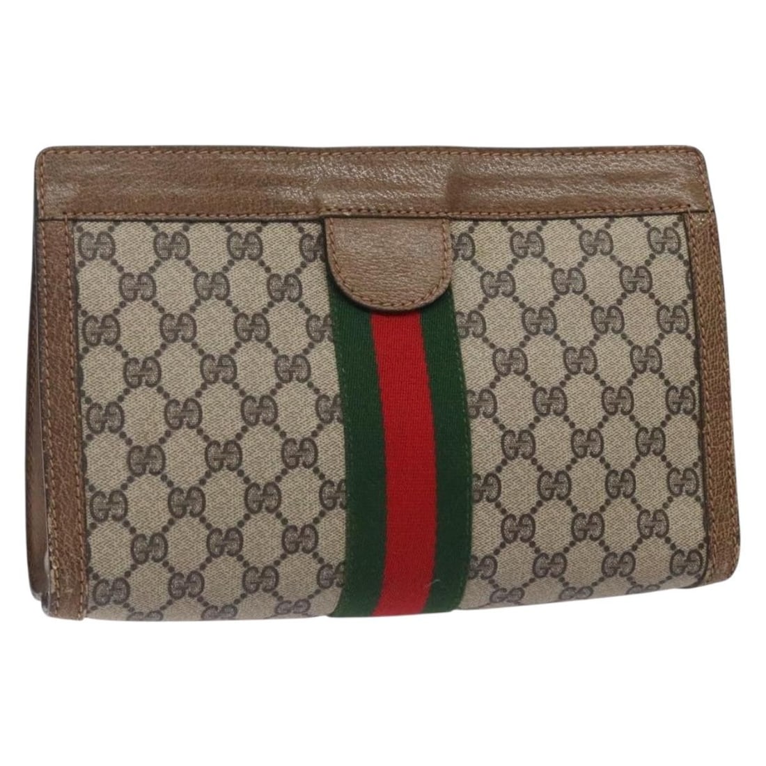 GUCCI GG Supreme Sherry Line Beige PVC Clutch Bag Auth 001 014 2125 (1 of 16)