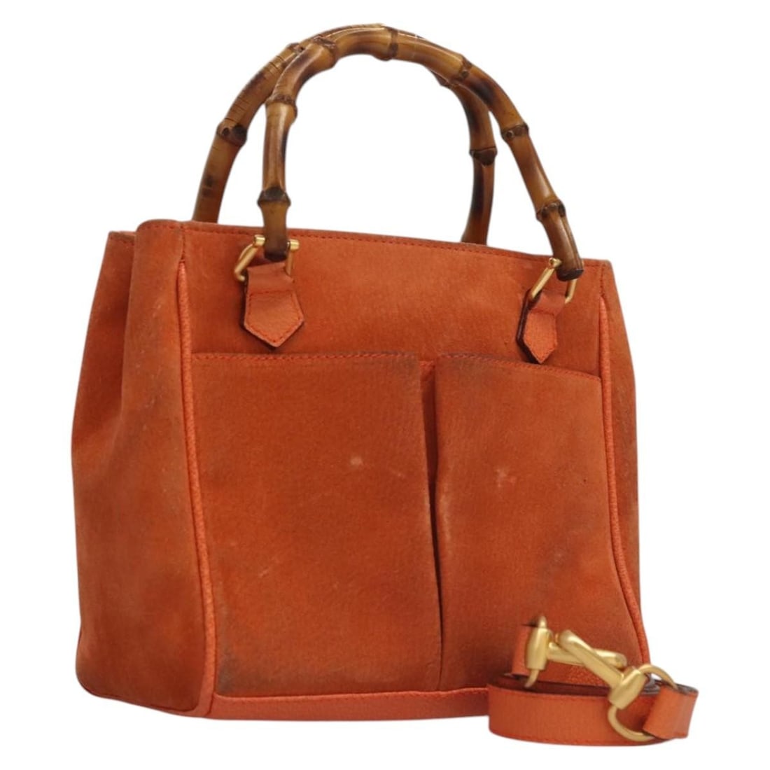 GUCCI Bamboo Suede Hand Bag Orange Gold 2-Way Auth 000 123 0316: GUCCI Bamboo Suede Hand Bag Orange Gold 2-Way Auth 000 123 0316 This GUCCI Bamboo Hand Bag showcases a stylish blend of orange suede and gold accents, perfect for elevating your accessory collection.