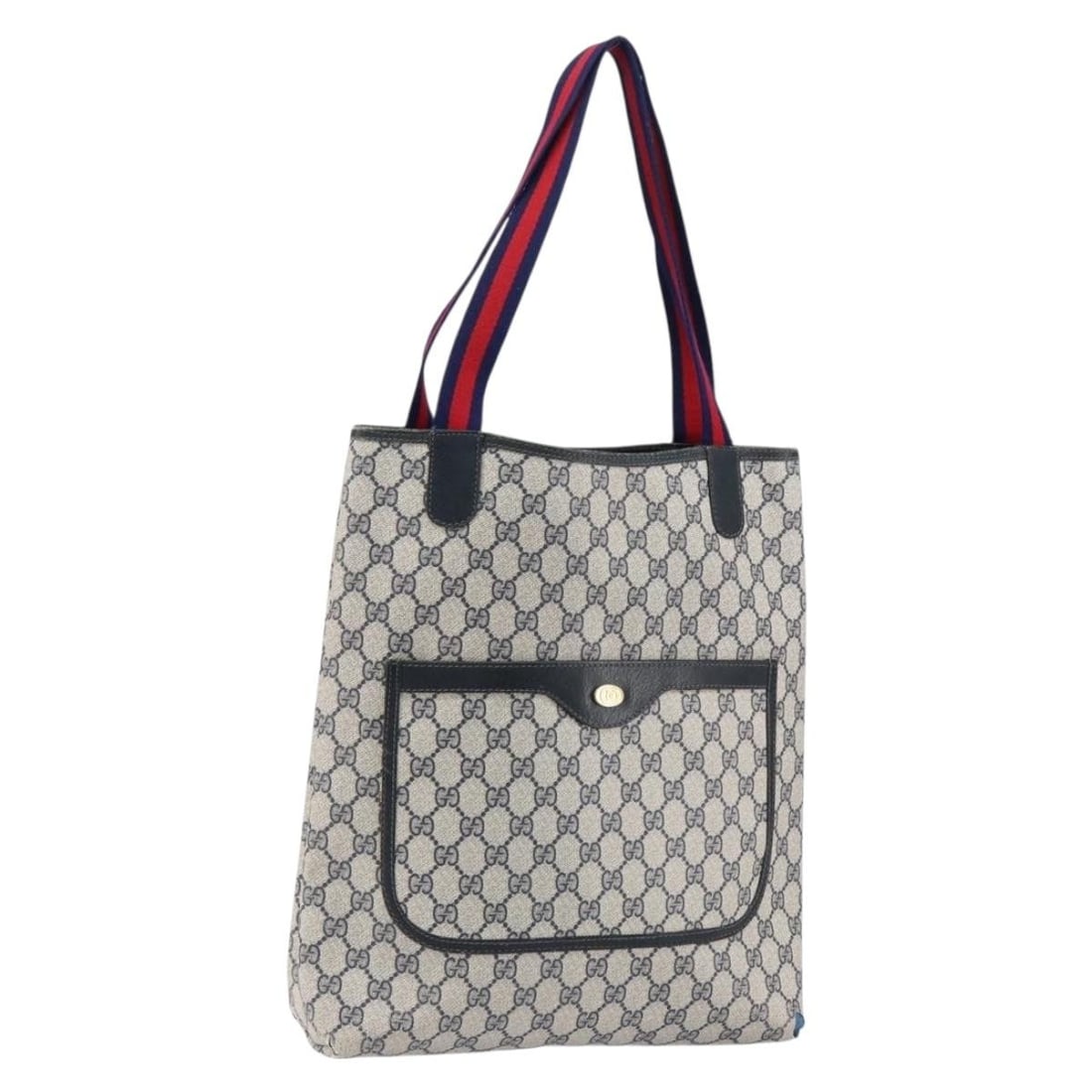 GUCCI GG Supreme Sherry Line Navy Red Tote Bag 002 4487 39 Auth (1 of 18)
