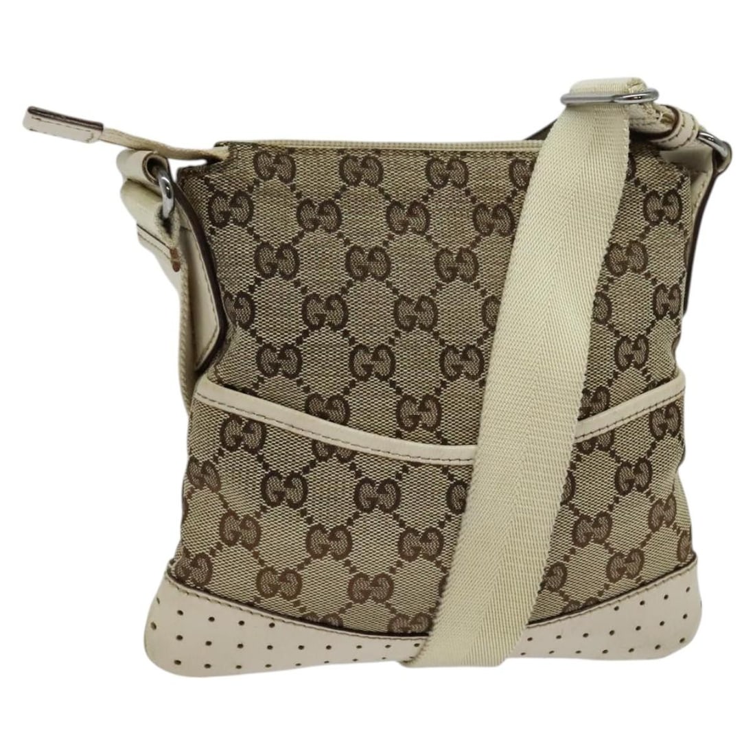 GUCCI GG Canvas Shoulder Bag Beige Silver 147671 Authentic Italy (1 of 18)