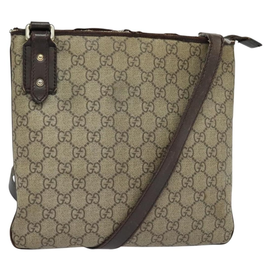 GUCCI GG Supreme Beige Silver PVC Leather Shoulder Bag 257246 Auth: GUCCI GG Supreme Beige Silver PVC Leather Shoulder Bag 257246 Auth This authentic GUCCI GG Supreme Shoulder Bag is a stylish accessory crafted from durable PVC leather with a chic beige and silver ext