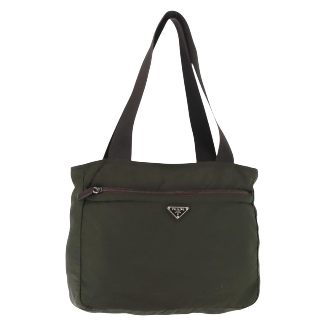 Authentic PRADA Khaki Silver Nylon Tote Bag fm4887 (1 of 18)