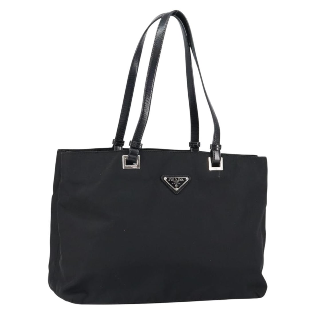 PRADA Black Nylon Tote Bag with Silver Accents Auth 148430 (1 of 18)