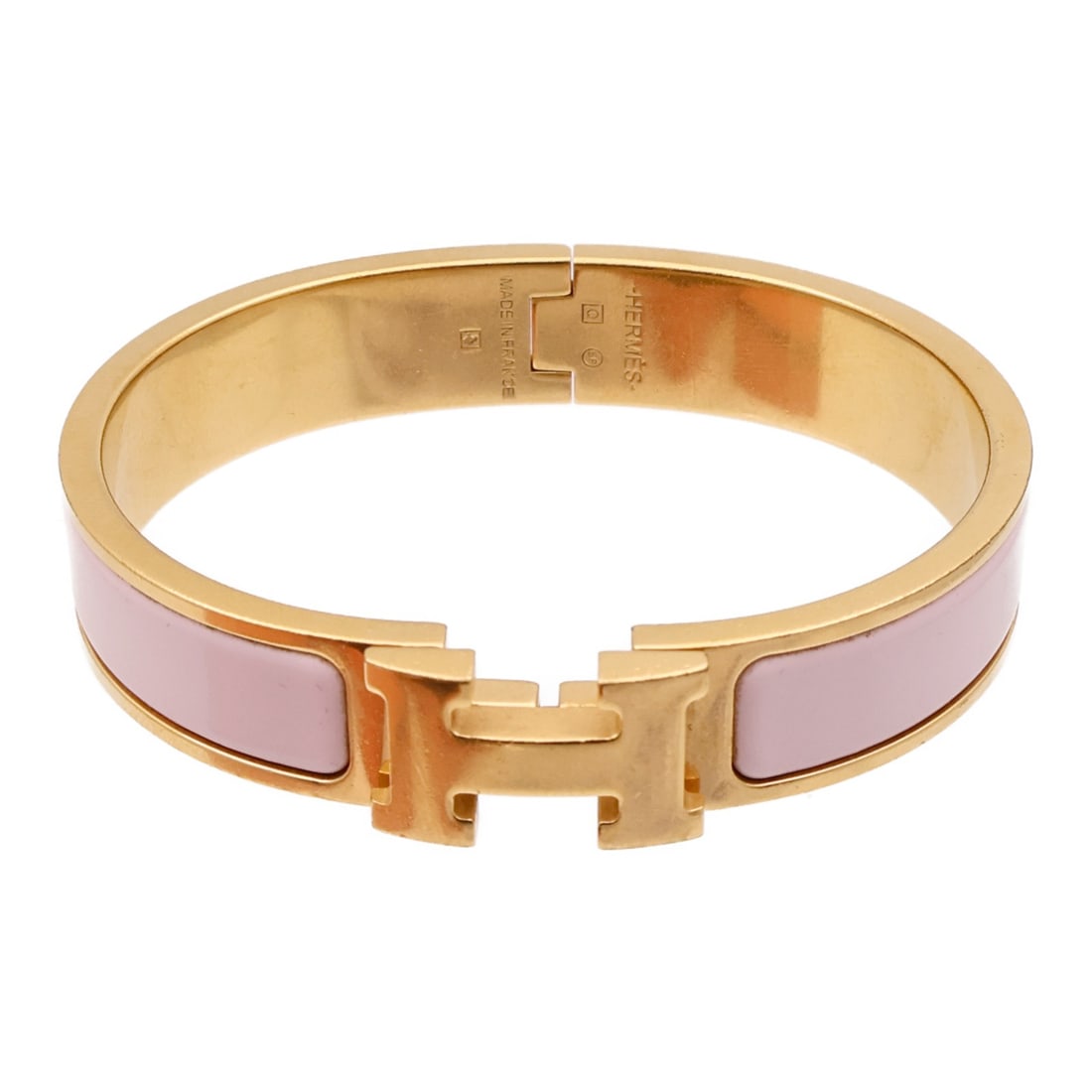 Pink Enamel Clic H Bracelet by Hermes (1 of 14)