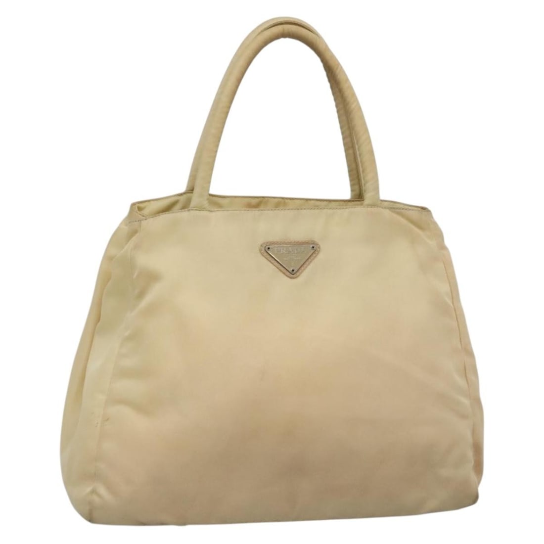 PRADA Beige Silver Nylon Tote Bag Made in Italy: PRADA Beige Silver Nylon Tote Bag Made in Italy Introducing a stylish PRADA Tote Bag crafted from durable nylon in a chic beige and silver color combination. With a spacious design, this tote features