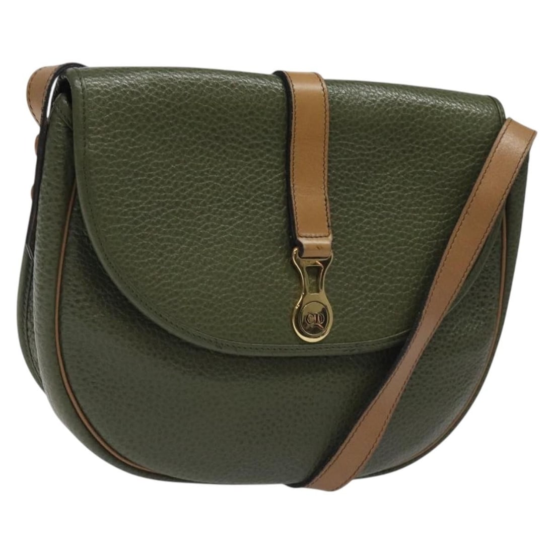 Christian Dior Green Gold Leather Shoulder Bag Made in France (1 of 18)