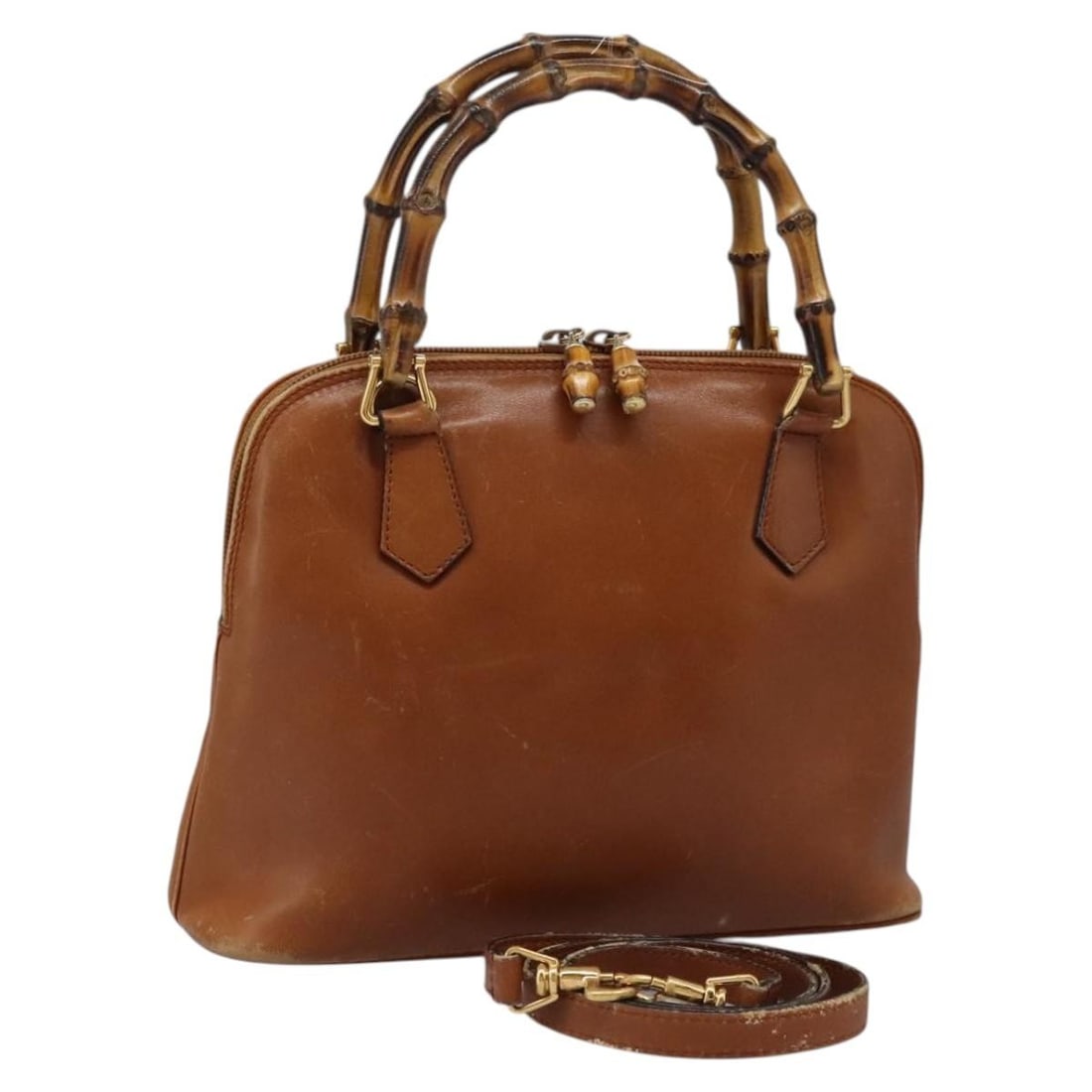 GUCCI Bamboo Hand Bag Leather Brown Gold 000 2865 0290 Authentic Italy (1 of 18)