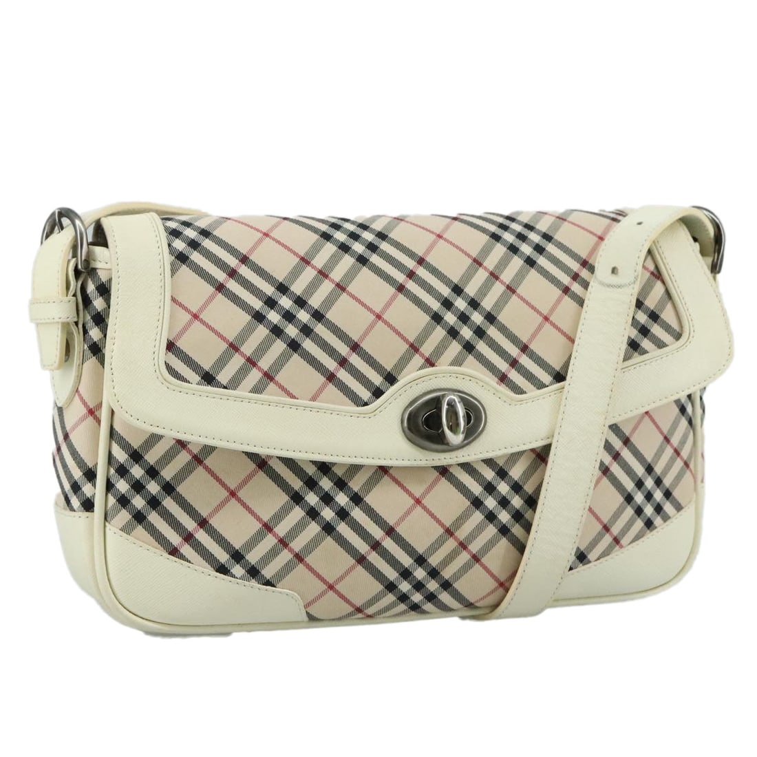 Burberry Nova Check Canvas Shoulder Bag Beige White Silver Auth: Burberry Nova Check Canvas Shoulder Bag Beige White Silver Auth This Burberry Nova Check Shoulder Bag combines a stylish design with functional elements, crafted from durable canvas in a sophisticated