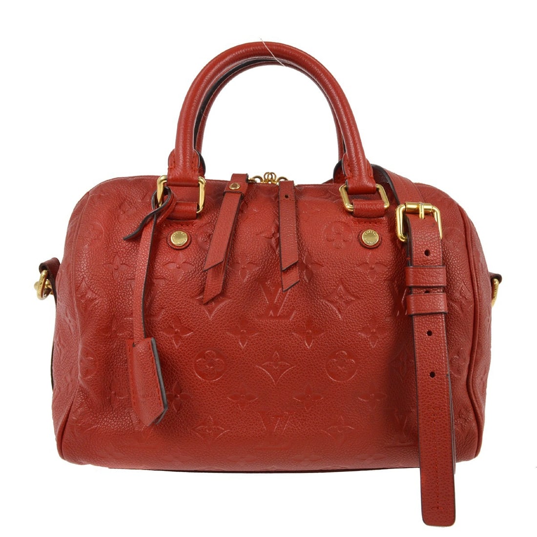 Louis Vuitton Red Monogram Empreinte Speedy 25 Handbag M40758: Louis Vuitton Red Monogram Empreinte Speedy 25 Handbag M40758 Experience luxury with the Louis Vuitton Red Monogram Empreinte Speedy 25 Handbag, a perfect blend of style and practicality. This medium-