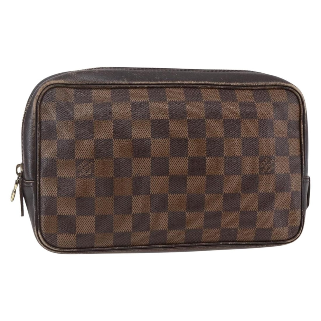 LOUIS VUITTON Damier Ebene Clutch Bag N47623 Auth Spain: LOUIS VUITTON Damier Ebene Clutch Bag N47623 Auth Spain Discover the elegant LOUIS VUITTON Damier Ebene Trousse Toilette Clutch Bag, a sophisticated accessory crafted in Spain. This clutch bag feature
