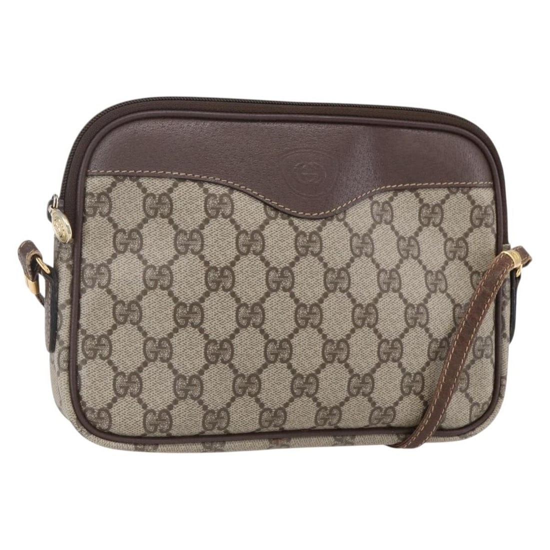 GUCCI GG Supreme Beige Gold Shoulder Bag PVC Leather 007 14 6428 Auth: GUCCI GG Supreme Beige Gold Shoulder Bag PVC Leather 007 14 6428 Auth This authentic GUCCI GG Supreme Shoulder Bag showcases a chic design crafted from durable PVC leather in a sophisticated beige and