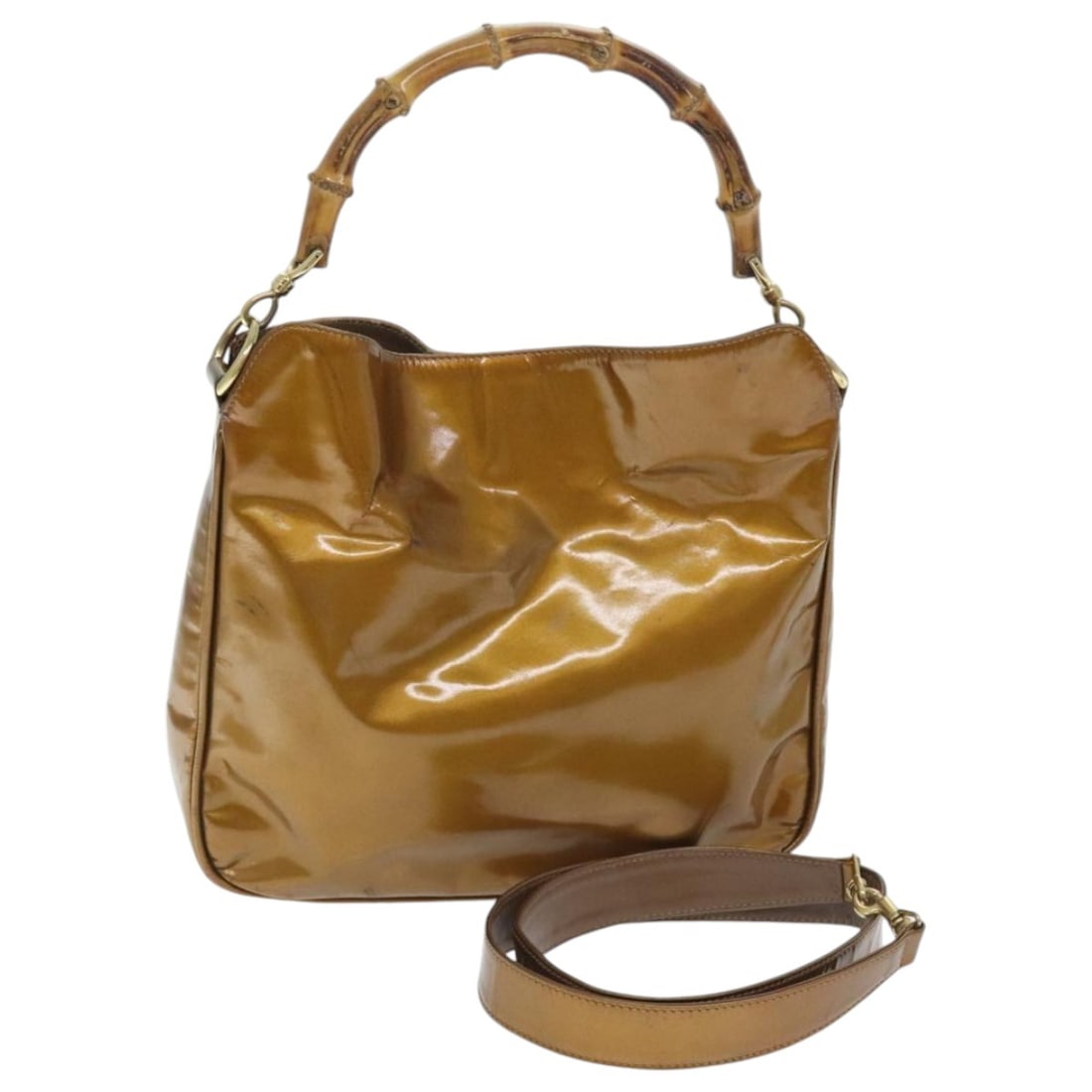 GUCCI Bamboo Gold Tone Enamel Hand Bag 2-Way Auth 001 1014 1638 0 (1 of 18)