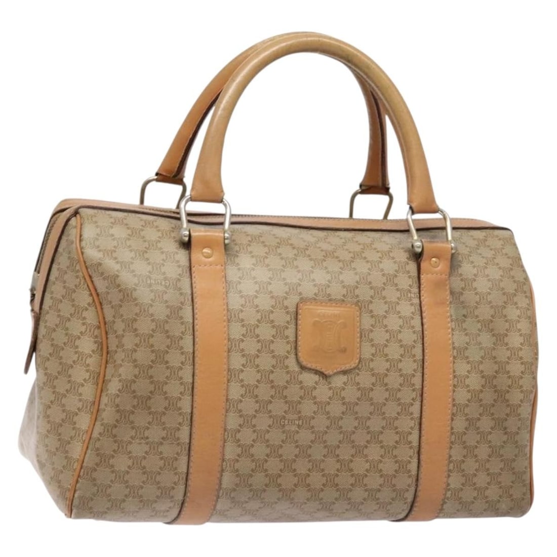 CELINE Beige Gold Macadam Canvas Boston Bag PVC Made in Italy (1 of 18)