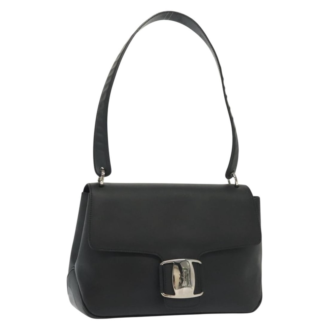 Salvatore Ferragamo Vala Black Silver Leather Shoulder Bag Authentic: Salvatore Ferragamo Vala Black Silver Leather Shoulder Bag Authentic This Salvatore Ferragamo Vala Shoulder Bag is a sophisticated accessory crafted in Italy from high-quality leather. The striking bl