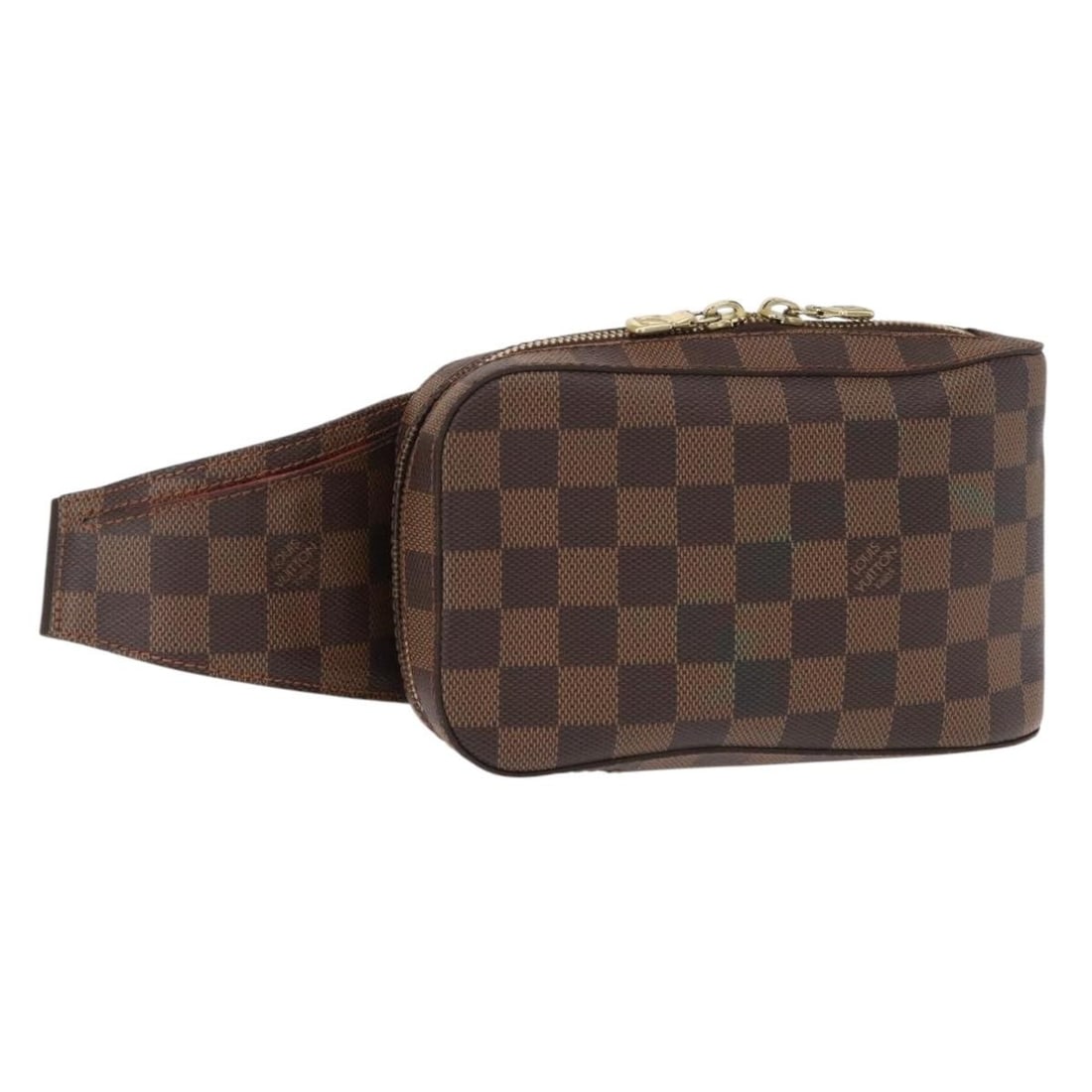 Damier Ebene Canvas Geronimos Shoulder Bag by Louis Vuitton N51994: Damier Ebene Canvas Geronimos Shoulder Bag by Louis Vuitton N51994 This Louis Vuitton Damier Ebene Geronimos shoulder bag features the iconic Damier Ebene canvas in a compact design. Made in Spain, it