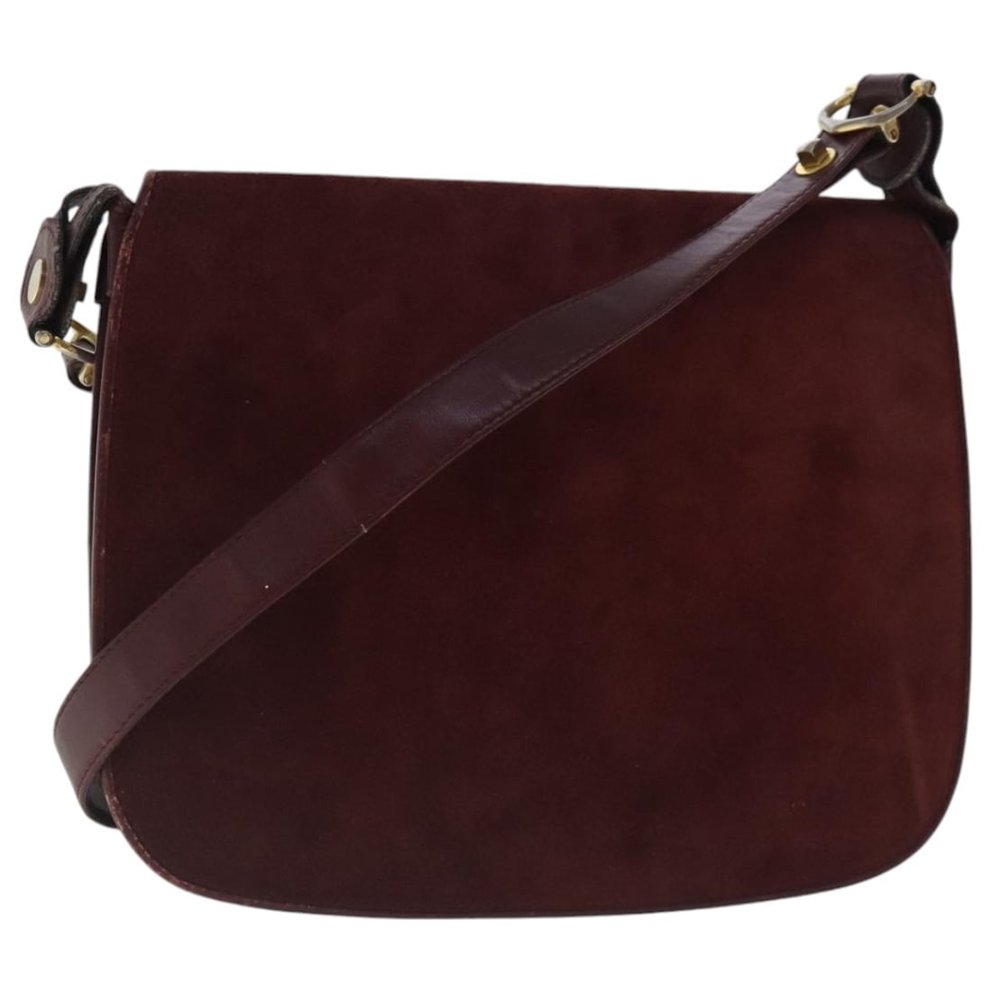 CARTIER Red Suede Shoulder Bag with Gold Accents (1 of 18)