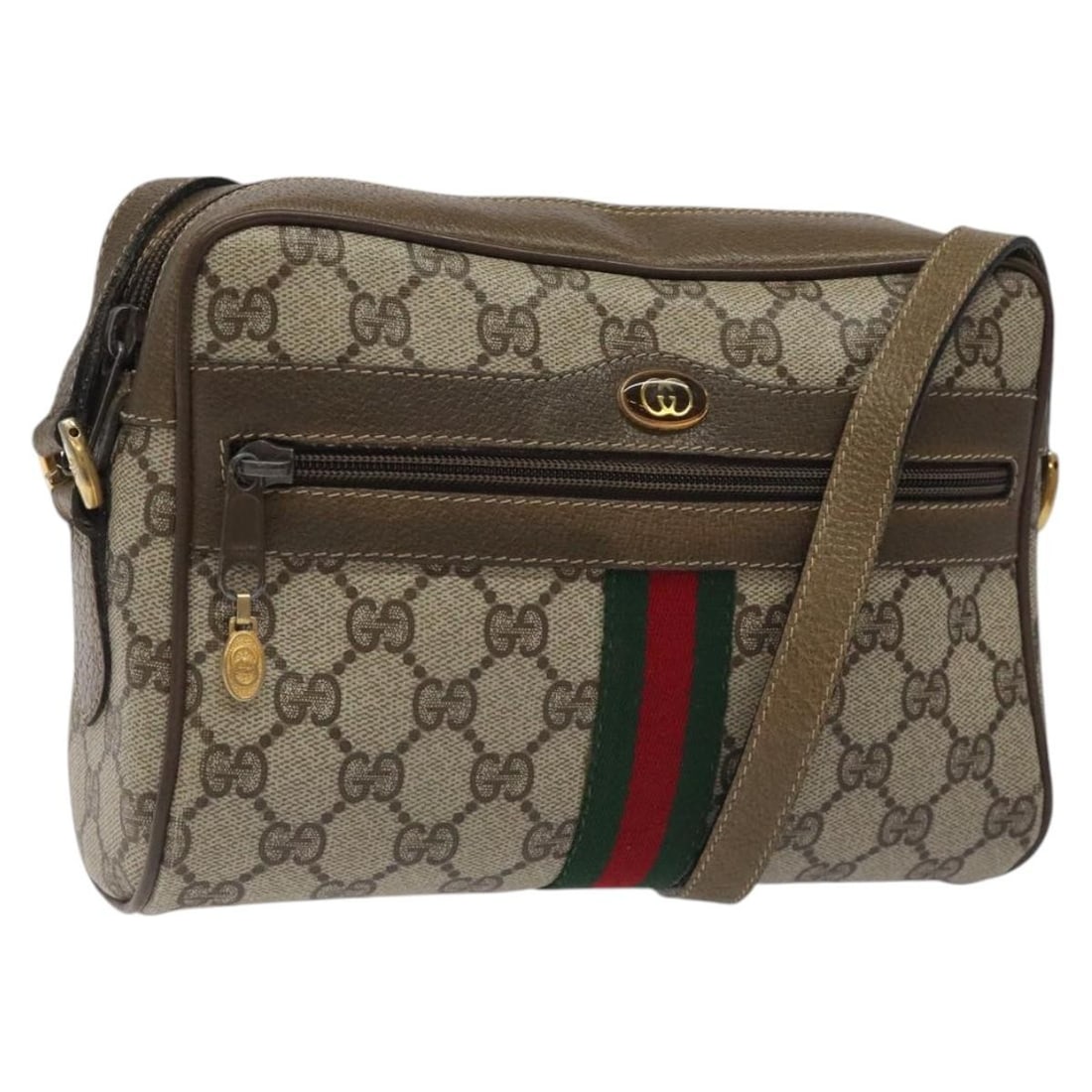 GUCCI GG Supreme Sherry Line Shoulder Bag PVC Beige Red 56 02 004 Auth: GUCCI GG Supreme Sherry Line Shoulder Bag PVC Beige Red 56 02 004 Auth This authentic GUCCI GG Supreme Web Sherry Line Shoulder Bag is a stylish accessory crafted from durable PVC leather and features