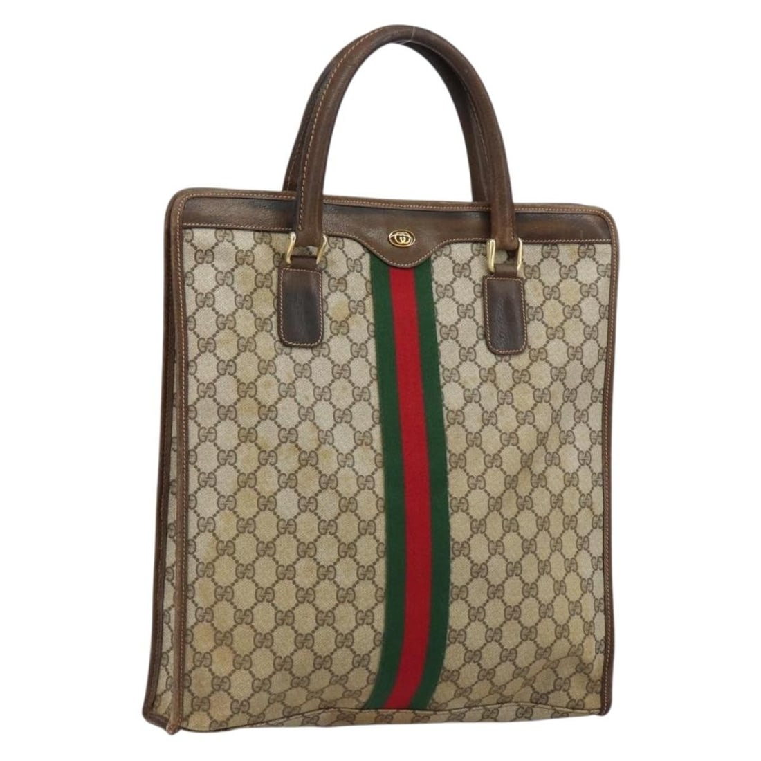 GUCCI GG Supreme Sherry Tote Bag Beige Gold PVC 010 378 Auth (1 of 18)