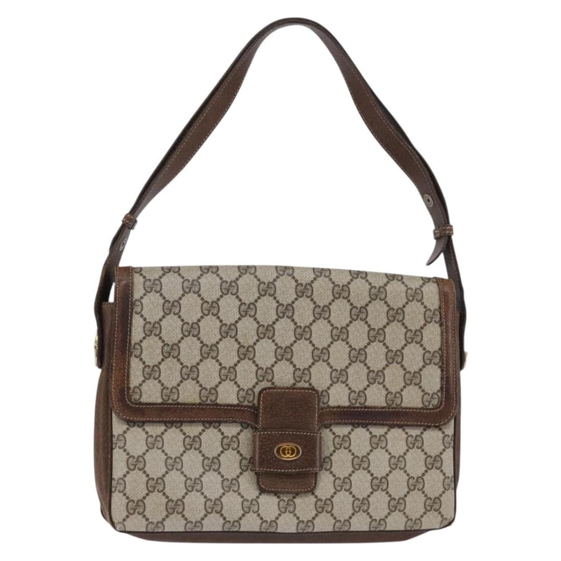 GUCCI GG Supreme Beige Gold Shoulder Bag PVC Italy 001 16 4084 Auth (1 of 18)