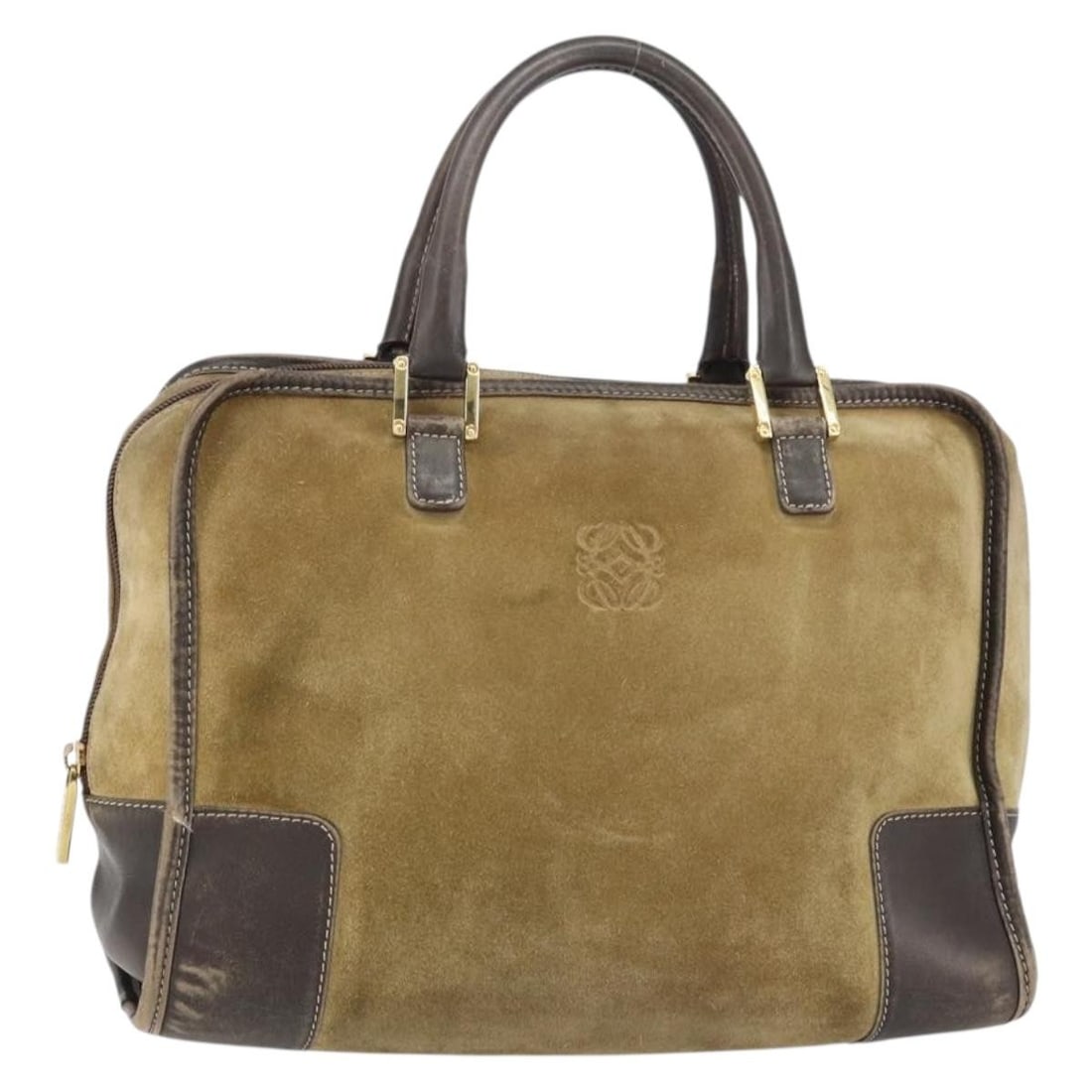 Beige Suede Loewe Amazona 30 Handbag with Anagram Detailing and Accessories (1 of 18)