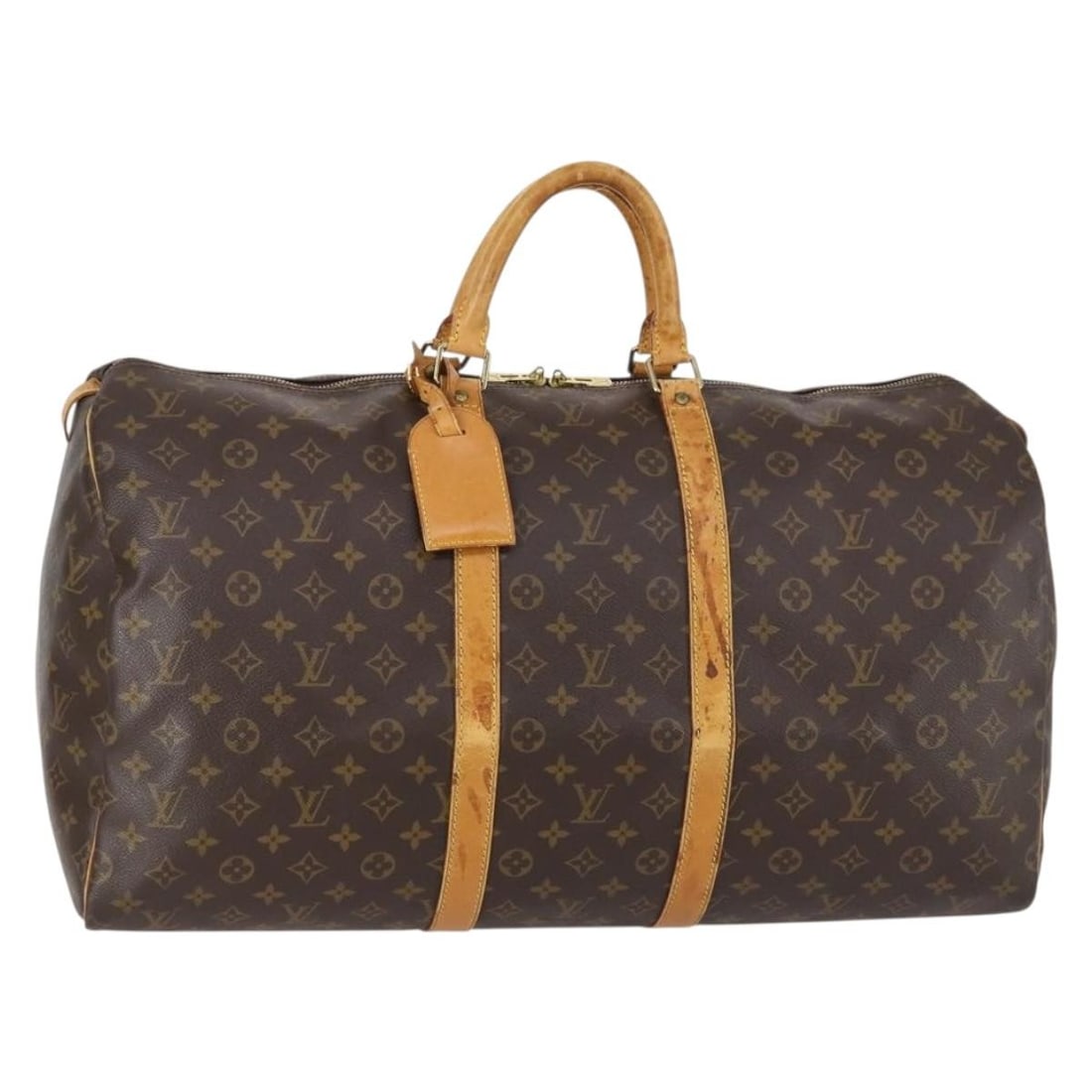 LOUIS VUITTON Monogram Keepall 55 Boston Bag M41424 with Name Tag (1 of 18)