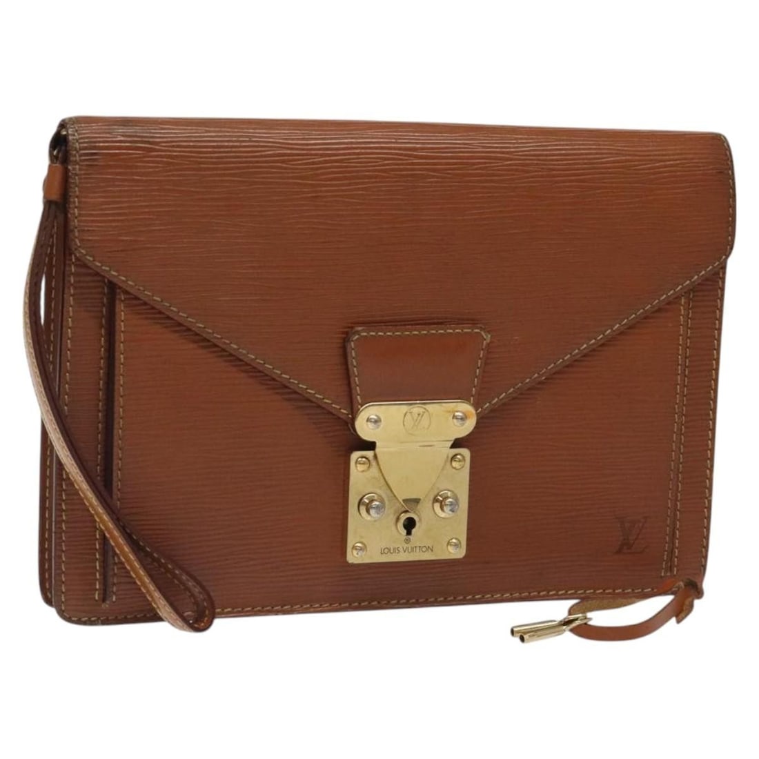 LOUIS VUITTON Epi Dragonne Hand Bag Zipangu Gold M52618 Authentic: LOUIS VUITTON Epi Dragonne Hand Bag Zipangu Gold M52618 Authentic Introducing the LOUIS VUITTON Epi Serie Dragonne Hand Bag in a stunning Zipangu Gold finish. Crafted from durable Epi Leather, this st