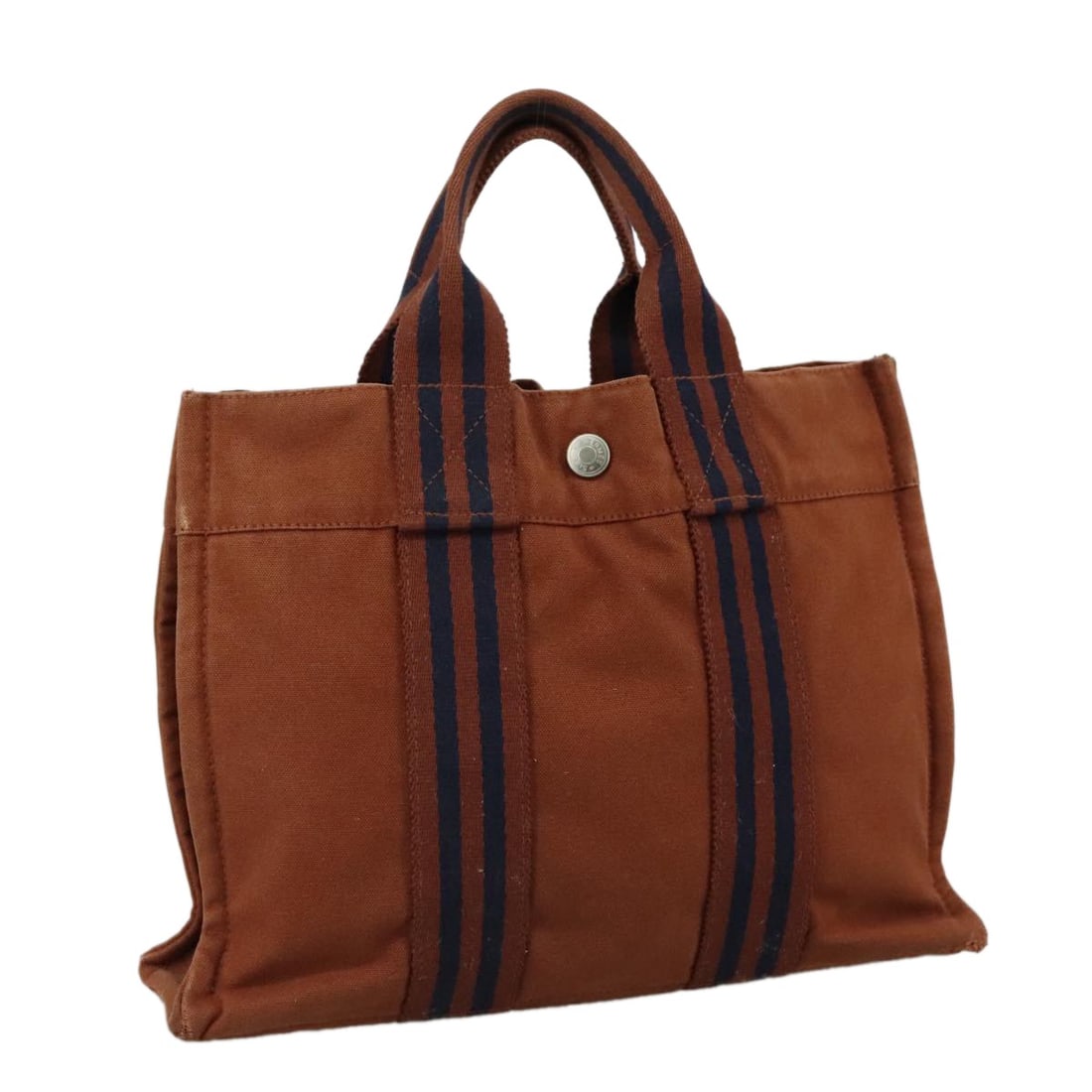 Authentic HERMES Brown Canvas Tote Bag with Silver Accents (1 of 18)