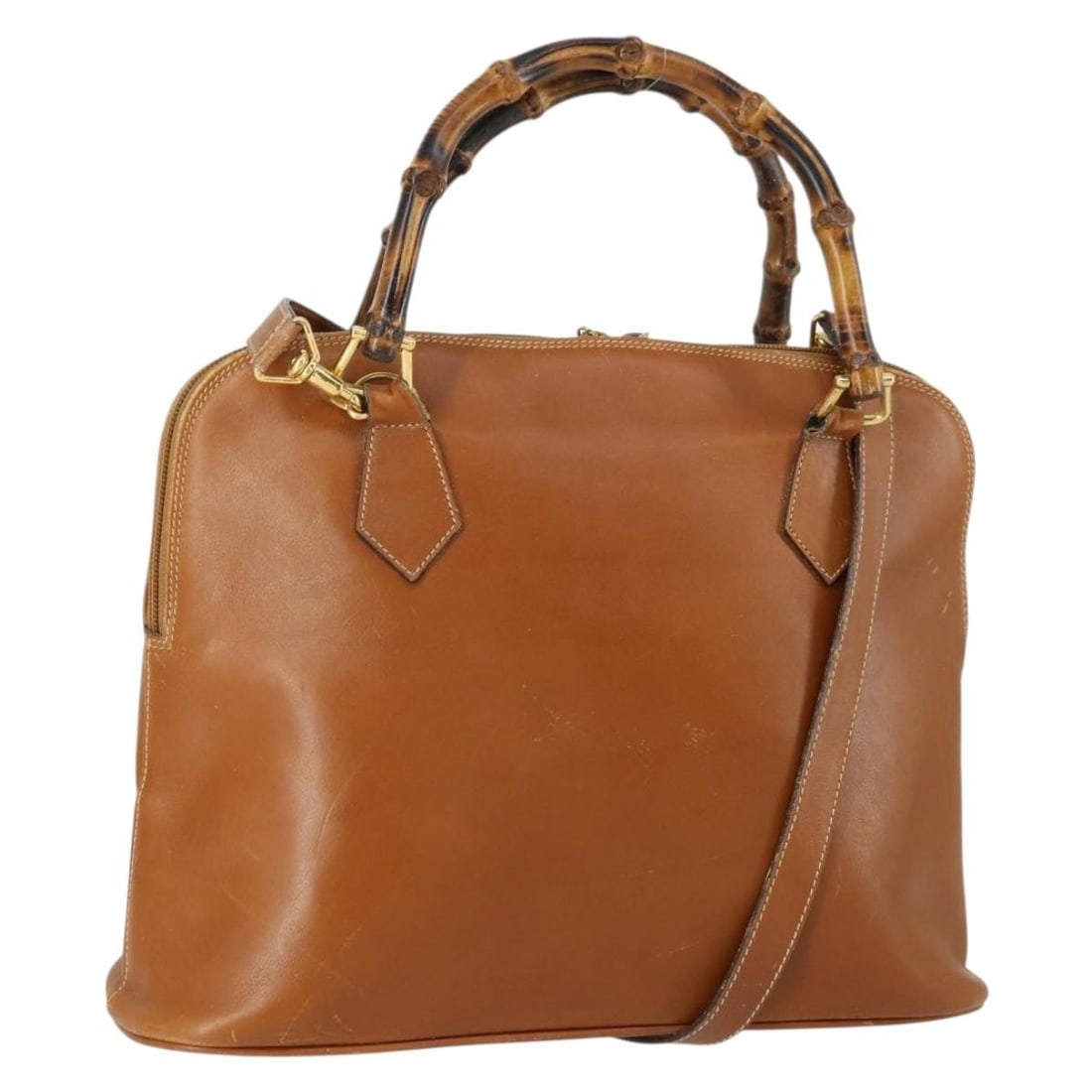 Gucci Bamboo Leather Shoulder and Handbag in Brown with Gold Accents (1 of 18)