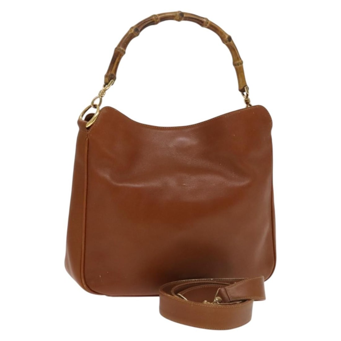 GUCCI Bamboo Hand Bag Leather Brown Gold 001 0166 1638 Auth (1 of 18)