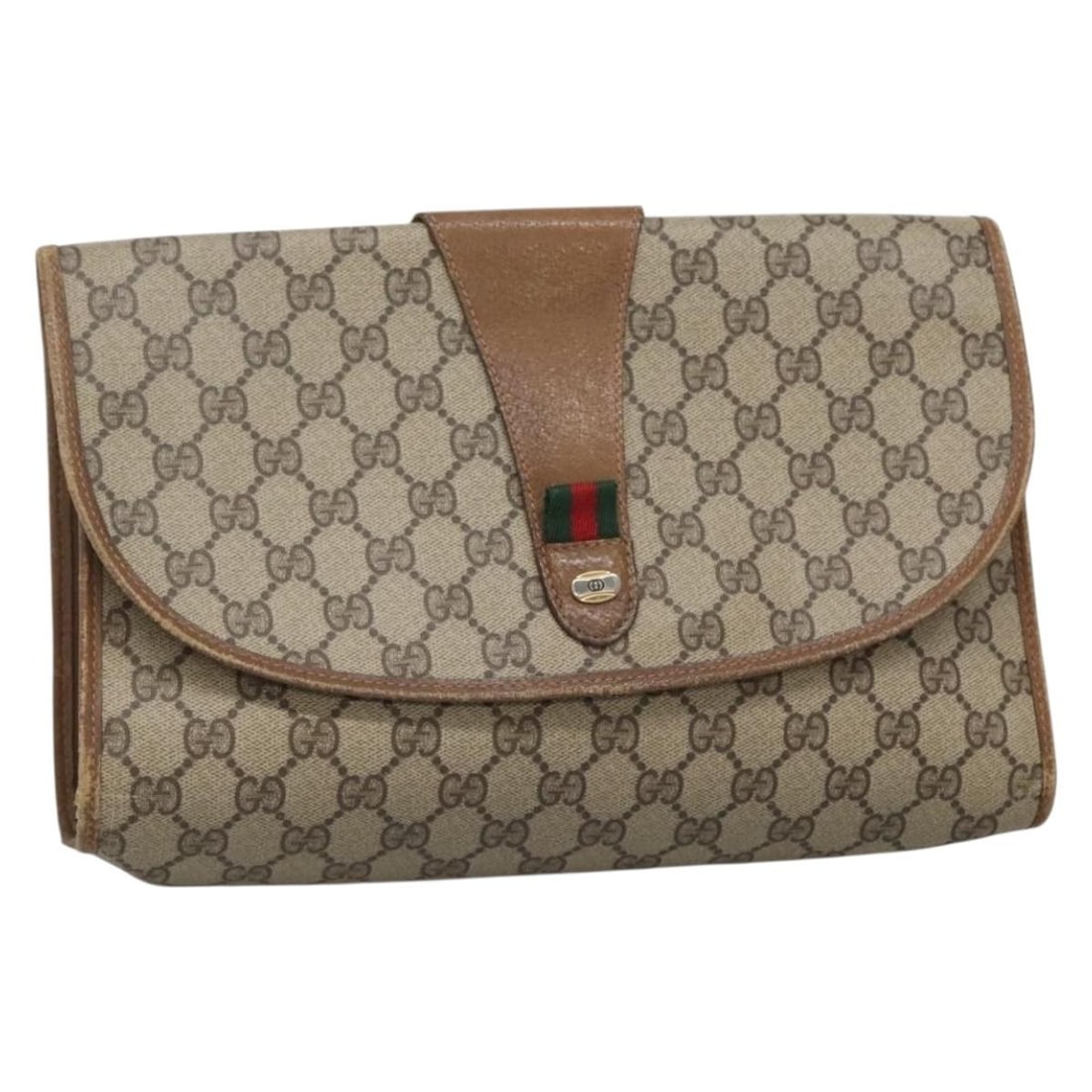 GUCCI GG Supreme Clutch Bag Beige Gold PVC 89 01 031 Auth (1 of 18)