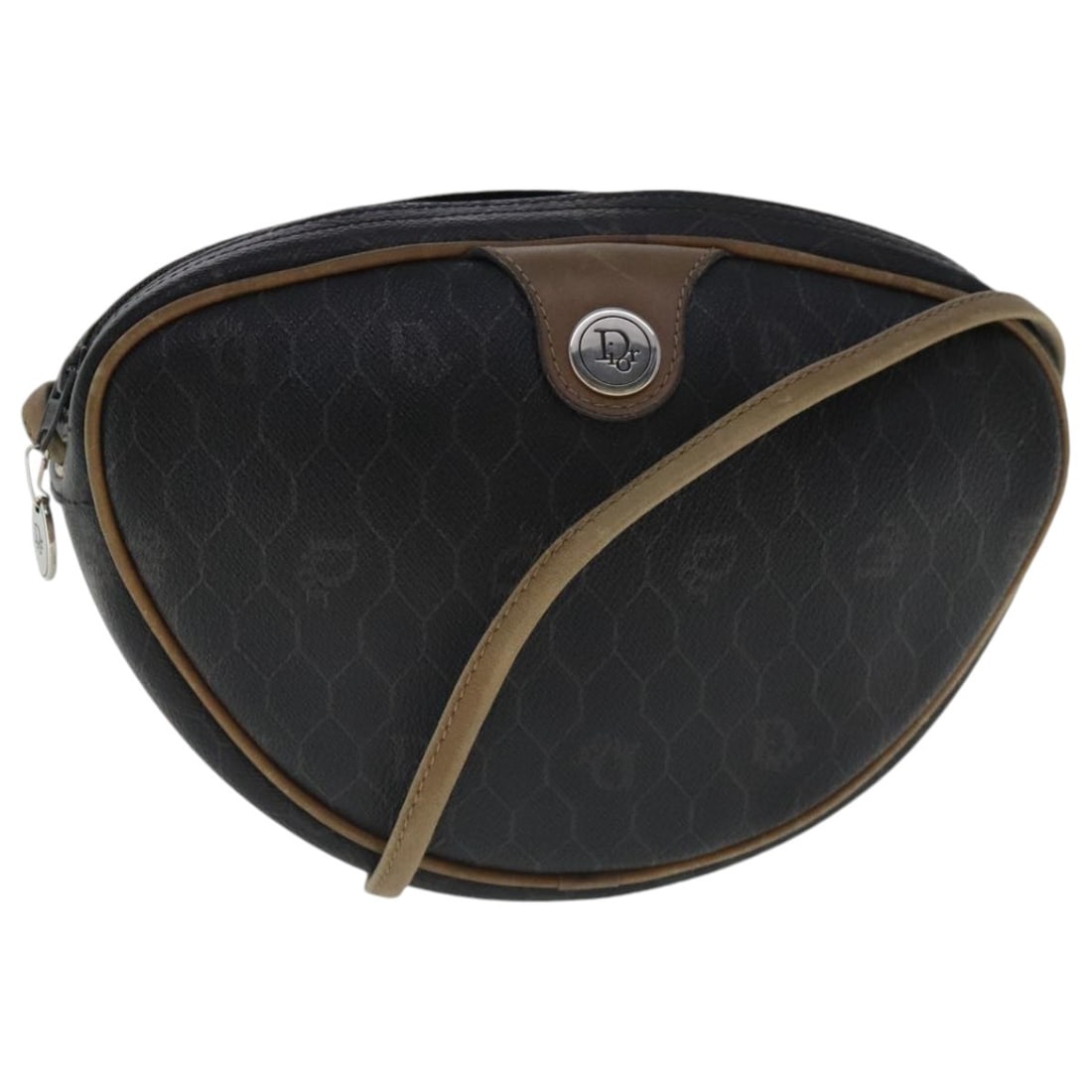 Christian Dior Honeycomb PVC Shoulder Bag Black Brown Silver Made in France: Christian Dior Honeycomb PVC Shoulder Bag Black Brown Silver Made in France This stylish Christian Dior Honeycomb Canvas Shoulder Bag is crafted from durable PVC leather and features a striking black,