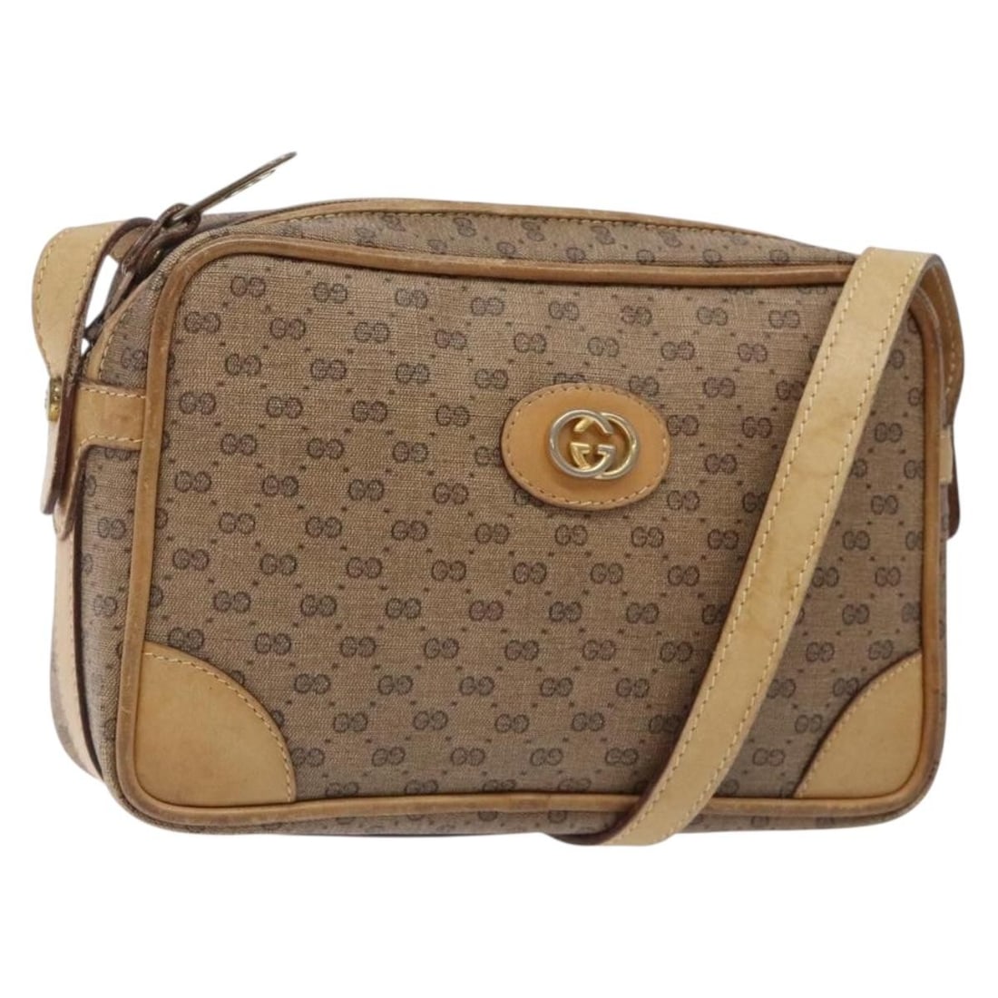 GUCCI Micro GG Supreme Shoulder Bag Beige Gold PVC Italy Auth (1 of 18)