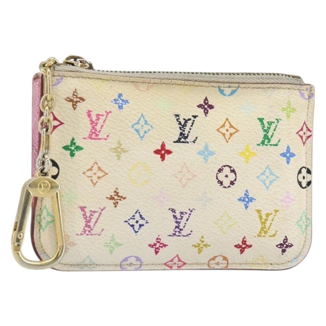 LOUIS VUITTON Multicolor Coin Purse Pochette Cles M93734 White (1 of 18)