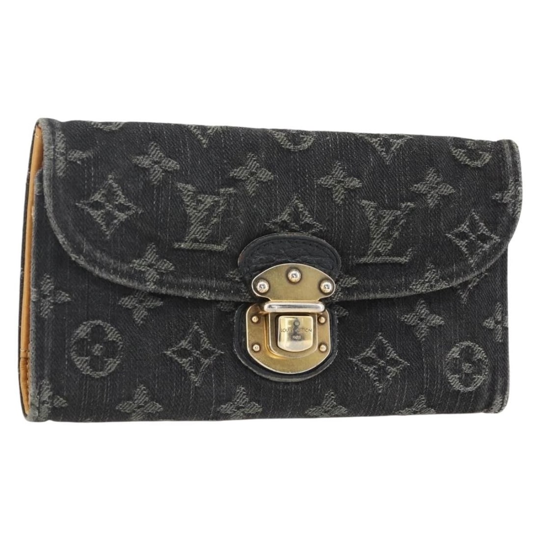 LOUIS VUITTON Black Denim Portefeuille Amelia Wallet M95512 Auth (1 of 18)