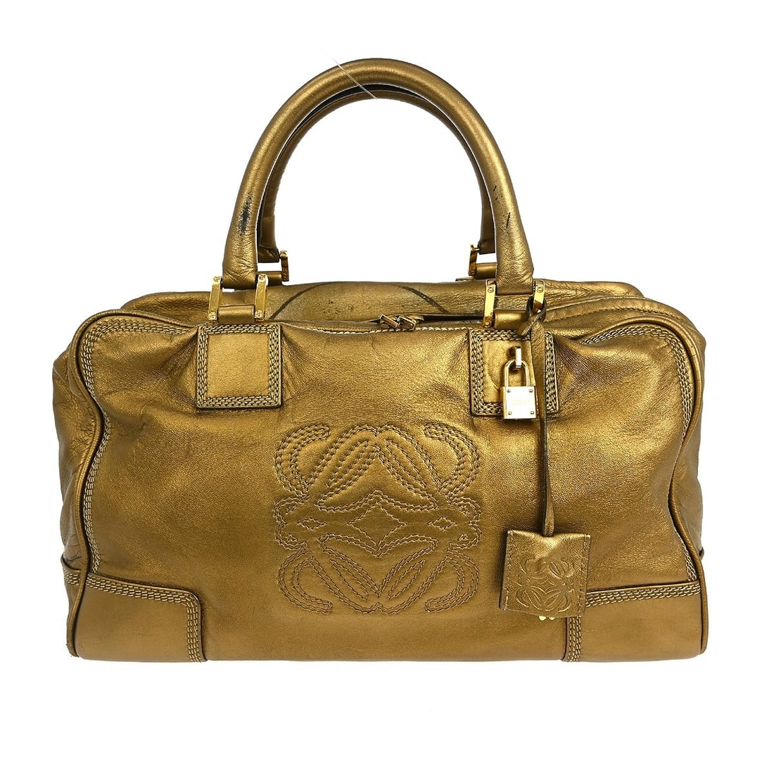 Loewe Amazona Bronze Leather Medium Top Handle Bag with Double Handles (1 of 10)