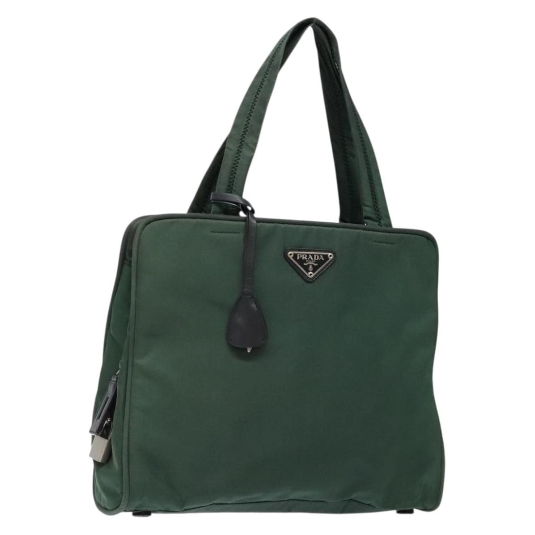 PRADA Green Gold Nylon Hand Bag Authentic 133384 Italy (1 of 18)