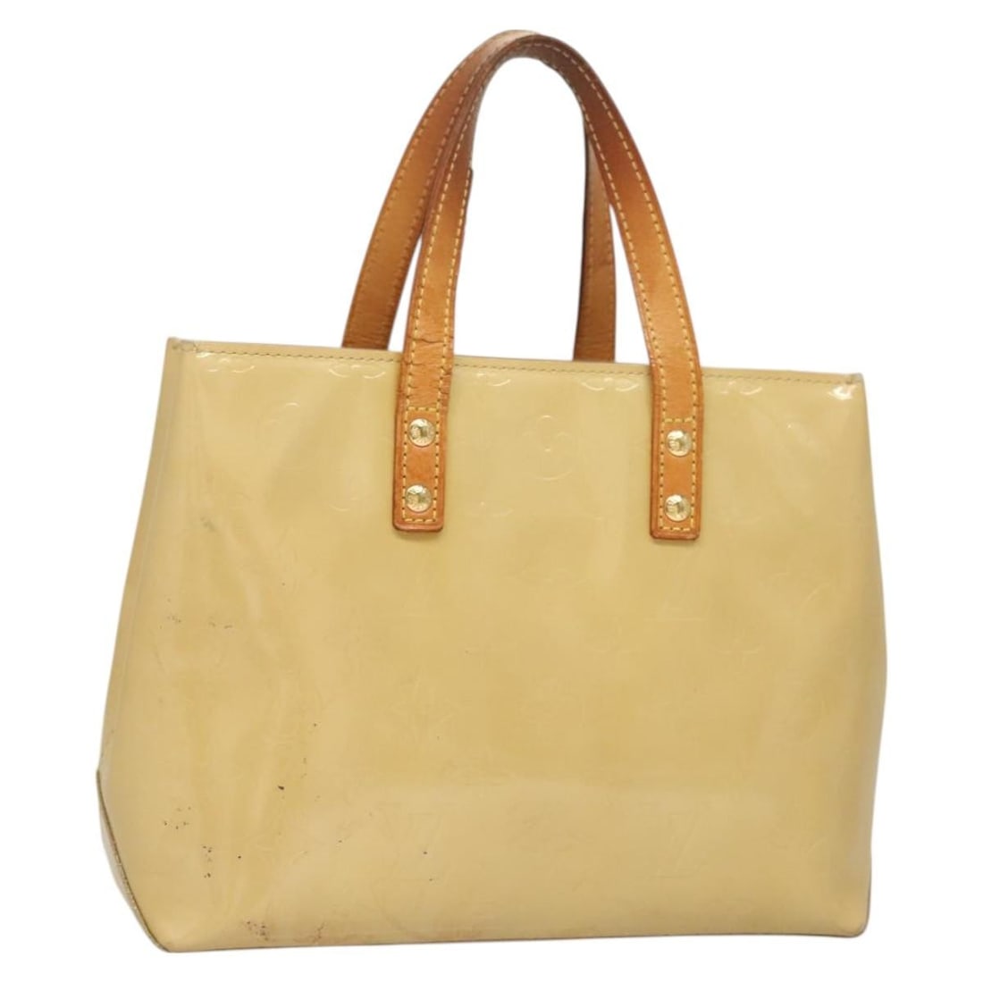 LOUIS VUITTON Monogram Vernis Reade PM Hand Bag Beige M91334 Auth France (1 of 18)