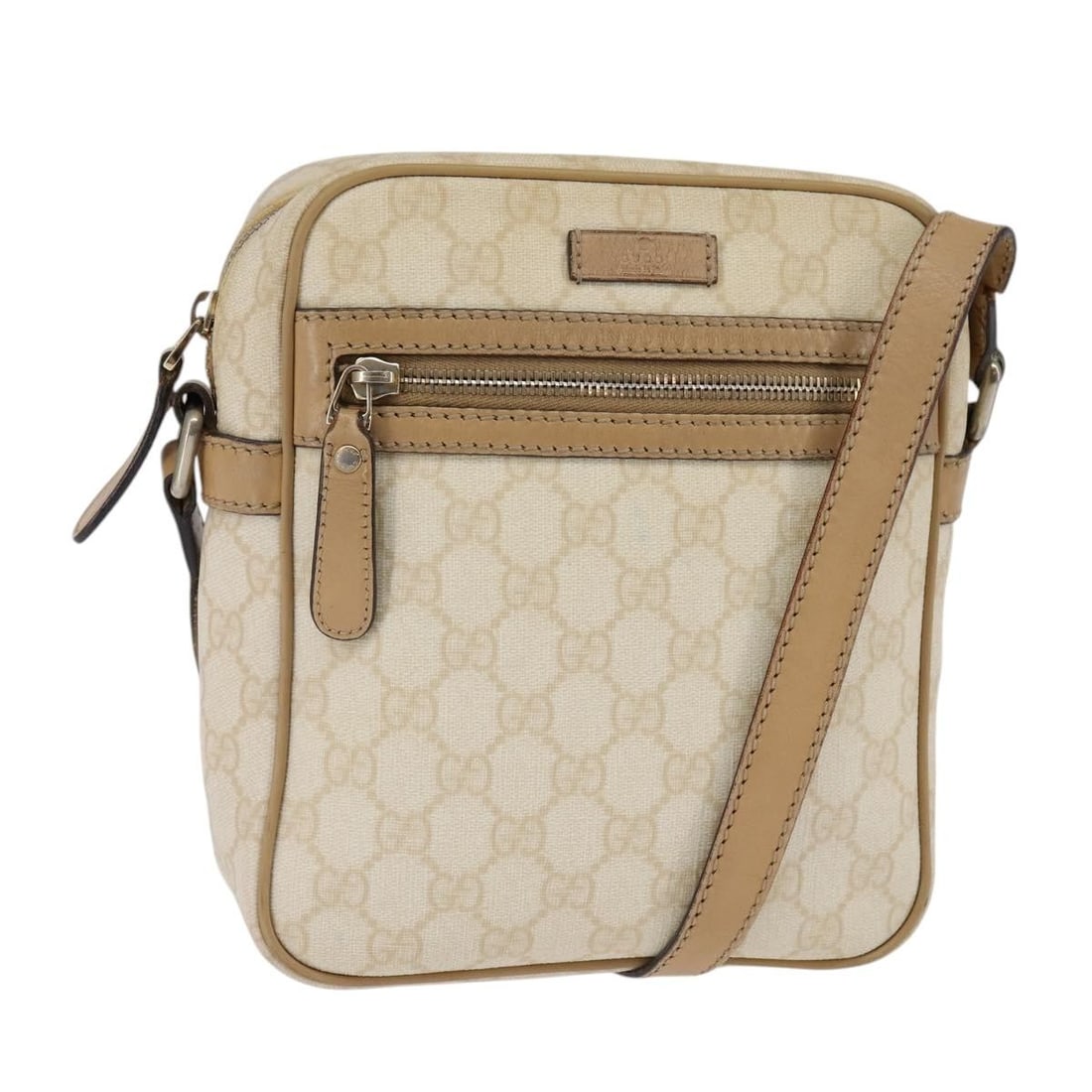GUCCI GG Supreme Beige Gold PVC Shoulder Bag 233268 Auth: GUCCI GG Supreme Beige Gold PVC Shoulder Bag 233268 Auth This GUCCI GG Supreme Shoulder Bag is crafted from durable PVC leather in an elegant beige and gold color scheme. Designed for versatility, thi