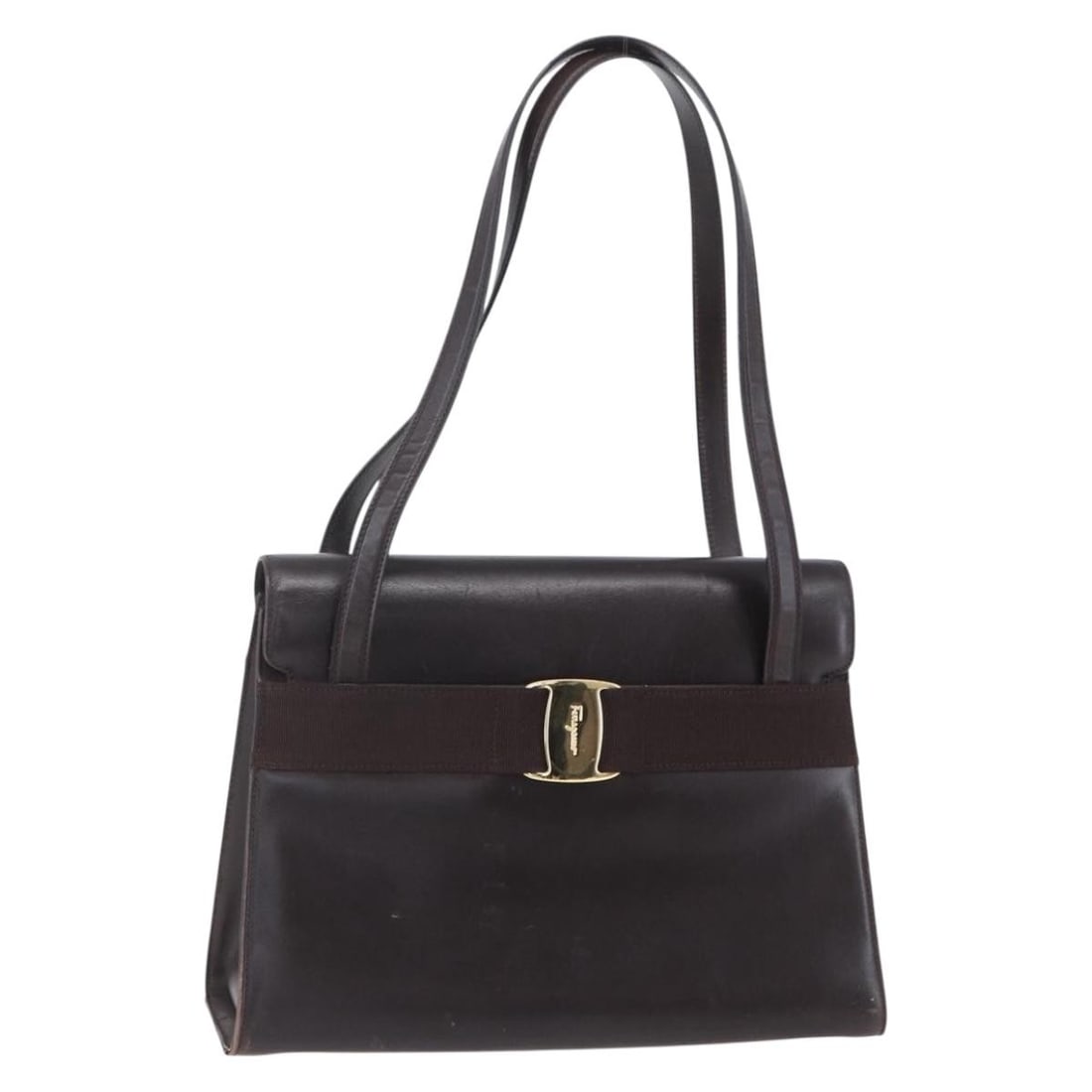 Salvatore Ferragamo Vala Tote Bag Leather Brown Gold Auth BA217 675: Salvatore Ferragamo Vala Tote Bag Leather Brown Gold Auth BA217 675 The Salvatore Ferragamo Vala Tote Bag is a stylish and practical accessory crafted in Italy from high-quality leather. This tote bag