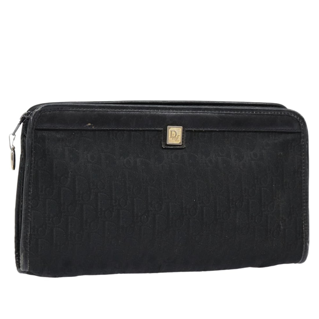Christian Dior Trotter Canvas Clutch Bag Black Silver Authentic France (1 of 17)
