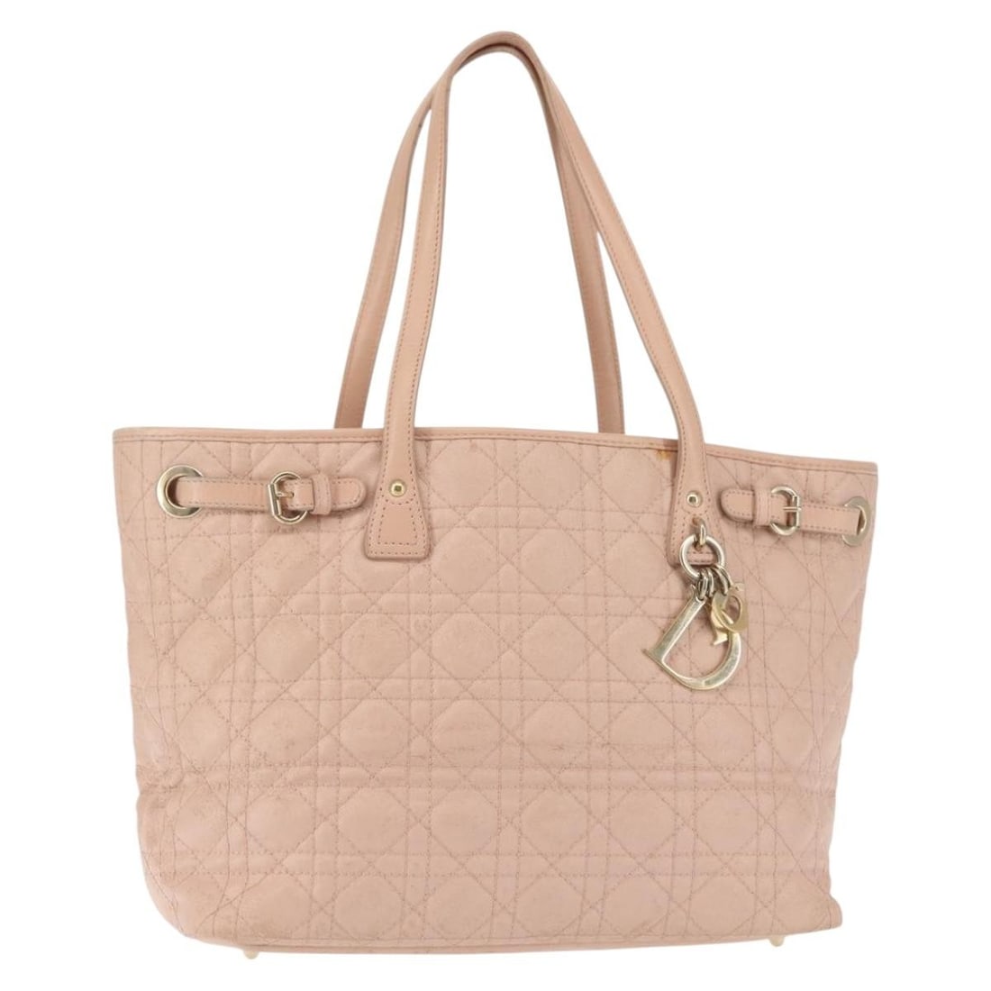 Christian Dior Pink Gold Leather Canage Tote Bag Auth 145360: Christian Dior Pink Gold Leather Canage Tote Bag Auth 145360 This stunning Christian Dior Canage Tote Bag is a luxurious accessory crafted in Italy from high-quality leather. Featuring a chic pink and