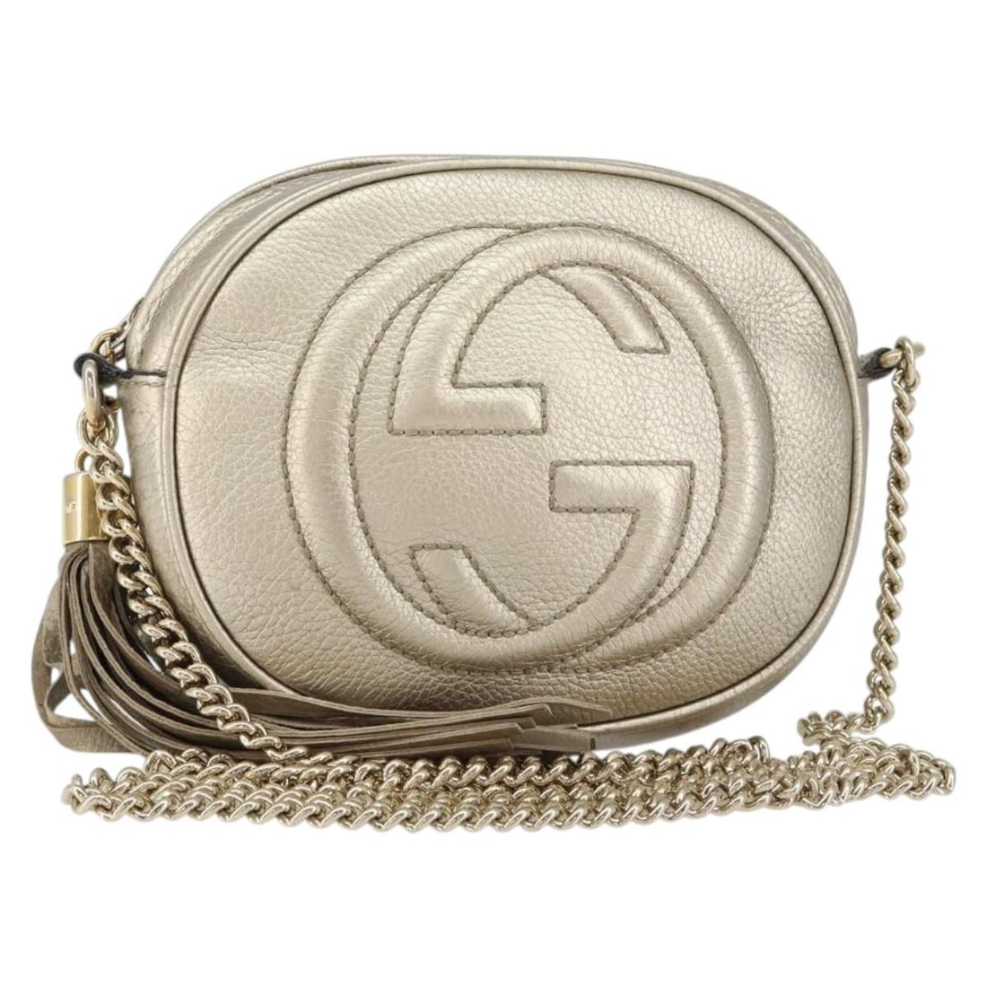 GUCCI 353965 Gold Leather Chain Shoulder Bag Auth BA7267 (1 of 18)